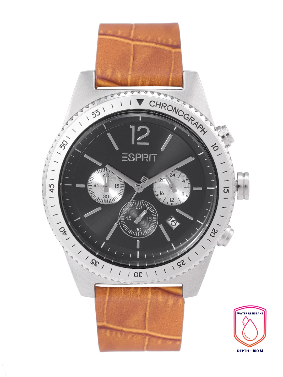 

ESPRIT Men Black Dial & Brown Leather Straps Grayson Analogue Watch ES1G307L0025