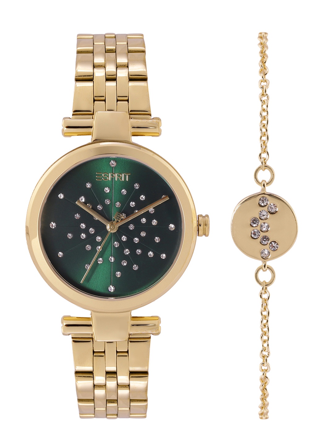 

ESPRIT Women Green Dial & Gold Toned Analogue Watch with Bracelet ES1L379M0025