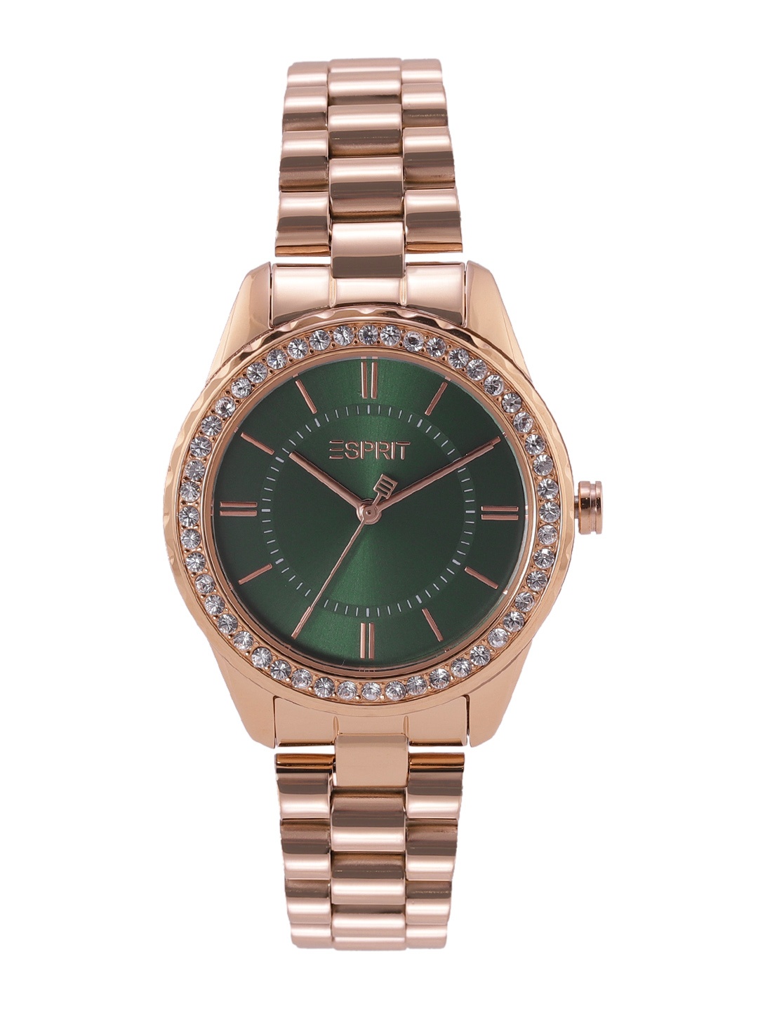 

ESPRIT Women Green Dial & Rose Gold Toned Bracelet Straps Analogue Watch ES1L381M0055