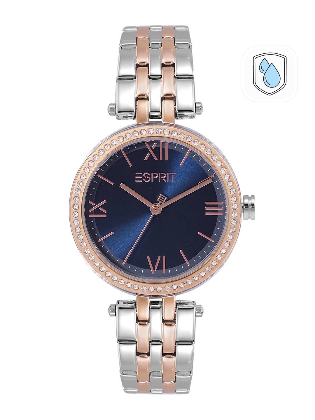 

ESPRIT Women Blue Dial & Multicoloured Bracelet Style Elena Analogue Watch ES1L377M0055, Navy blue