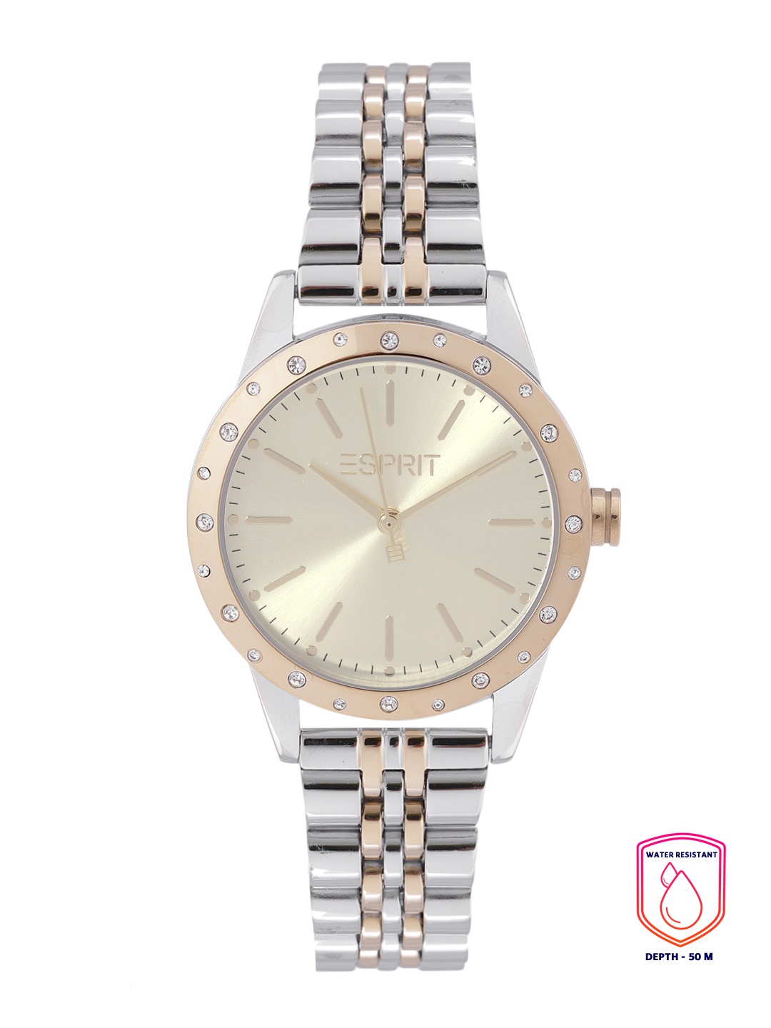 

ESPRIT Women Cream-Coloured Dial Ella Bracelet Style Analogue Watch ES1L302M0095, Gold