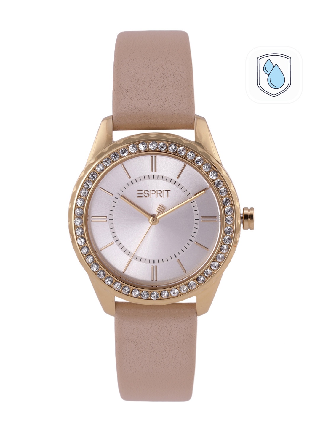 

ESPRIT Women Silver-Toned Dial & Beige Leather Straps Analogue Watch ES1L381L0075