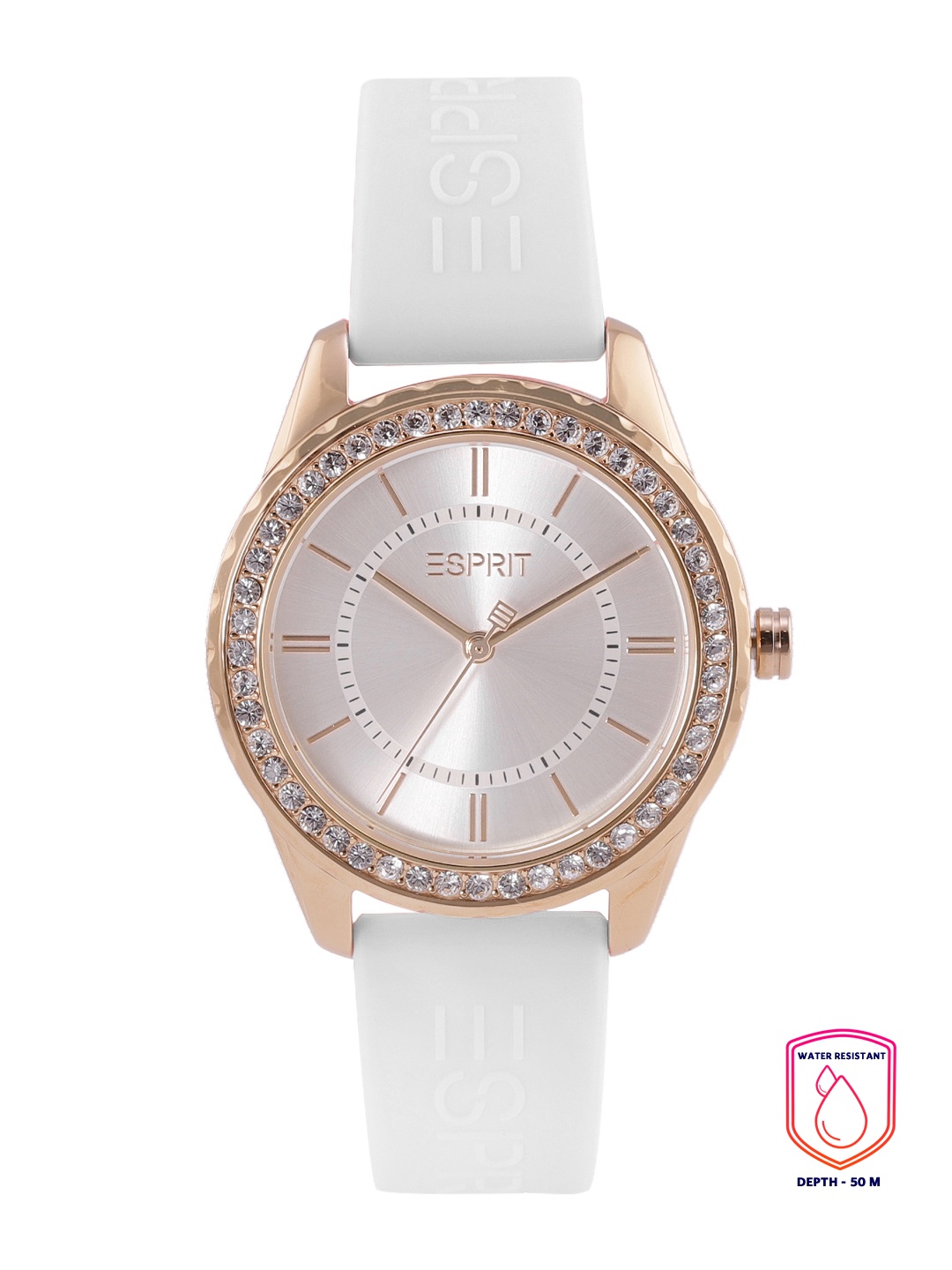 

ESPRIT Women Silver-Toned Dial & White Straps Analogue Watch ES1L381P0025