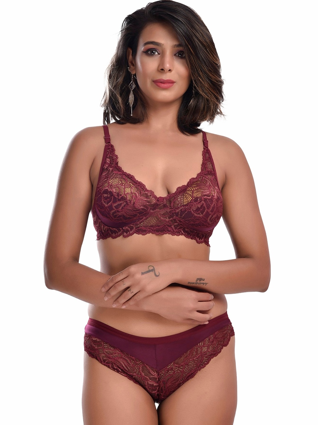 

SGC SWEDEN Women Maroon Solid Lingerie Set Blommer_Maroon_38