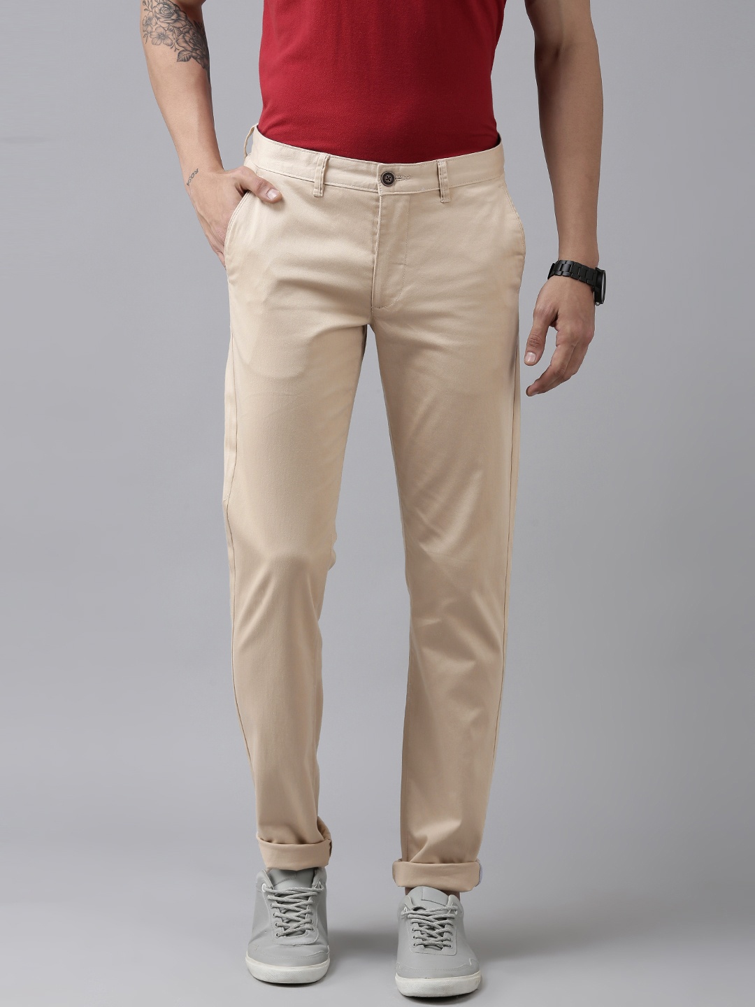 

Van Heusen Sport Men Beige Tapered Fit Chinos Trousers
