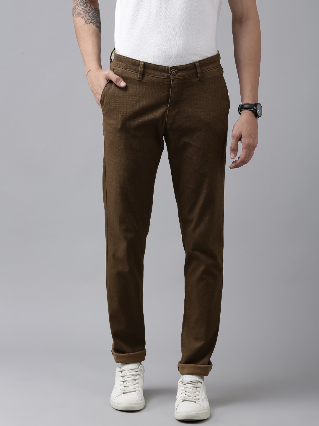 

Van Heusen Sport Men Brown Tapered Fit Chinos Trousers