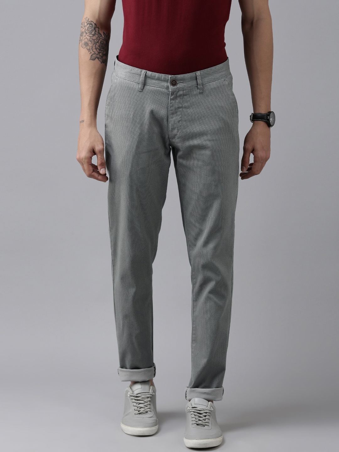 

Van Heusen Sport Men Grey Tapered Fit Chinos Trousers