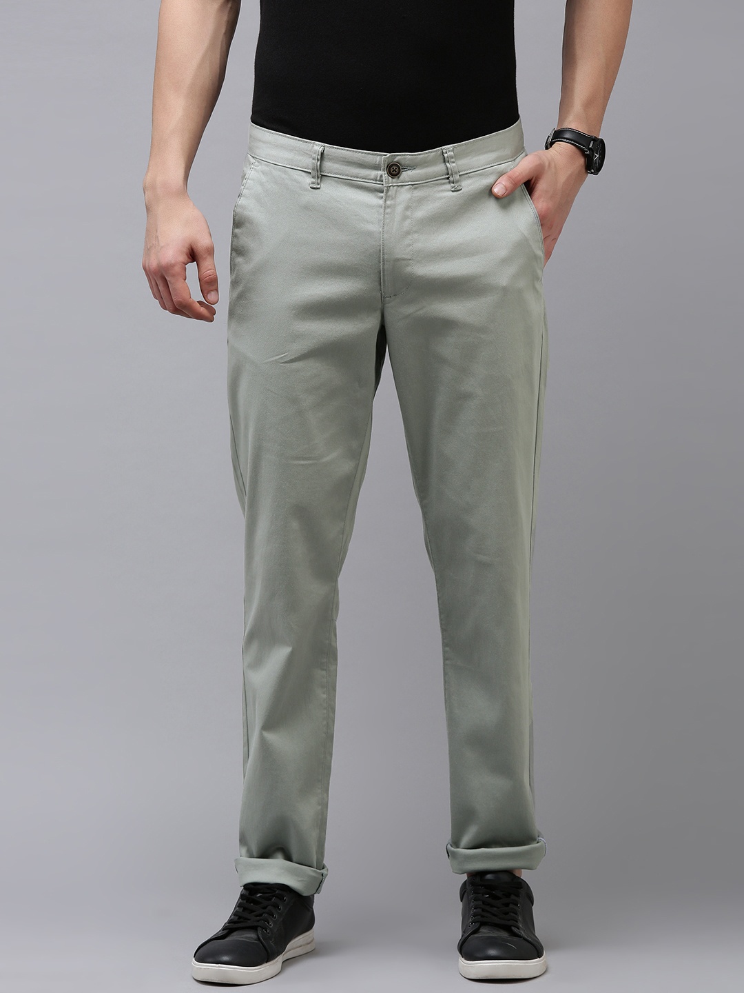 

Van Heusen Sport Men Olive Green Tapered Fit Chinos Trousers