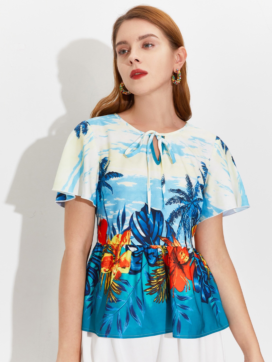 

URBANIC Multicoloured & blue jewel Print Top, Multi