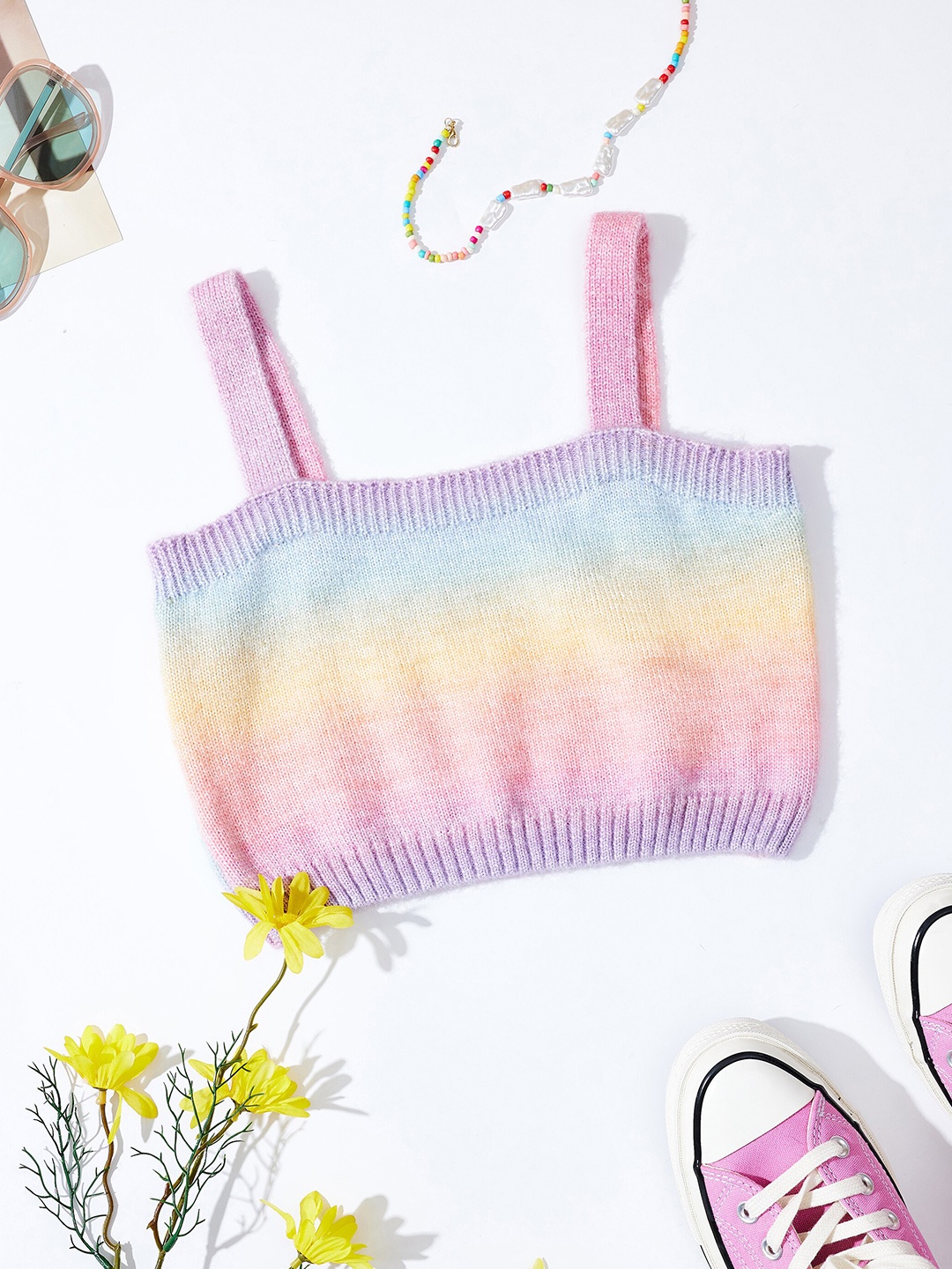 

URBANIC Multicoloured Tie and Dye Print Boxy Top, Multi