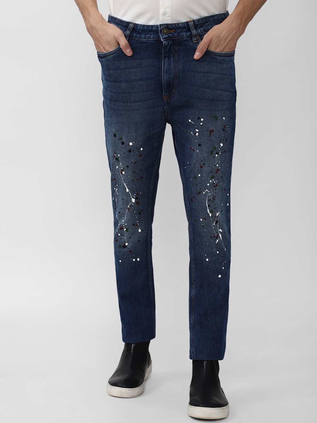 

FOREVER 21 Men Mid-Rise Straight Fit Regular Length Jeans, Navy blue