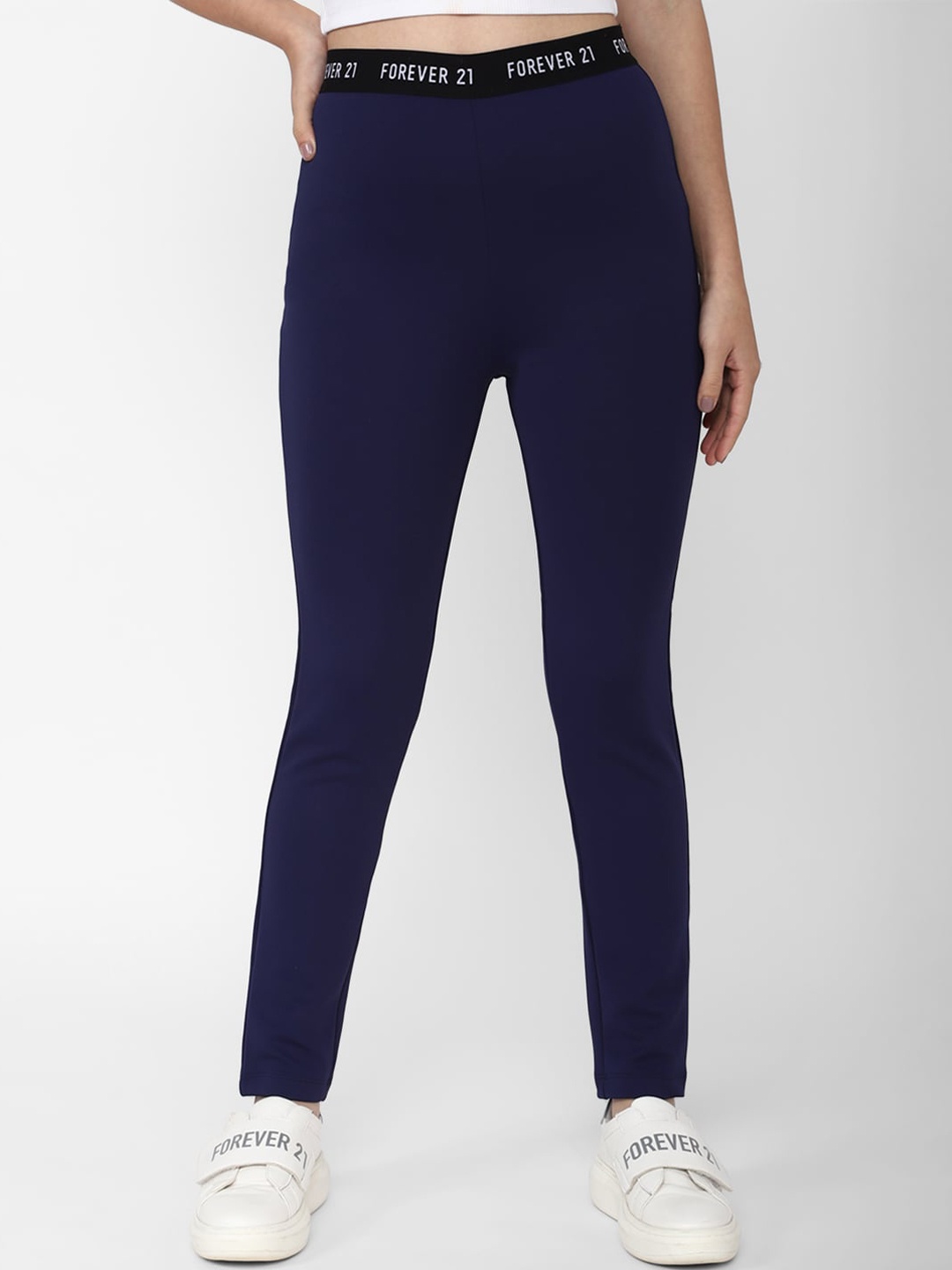 

Forever 21 Women Navy Blue Solid Leggings