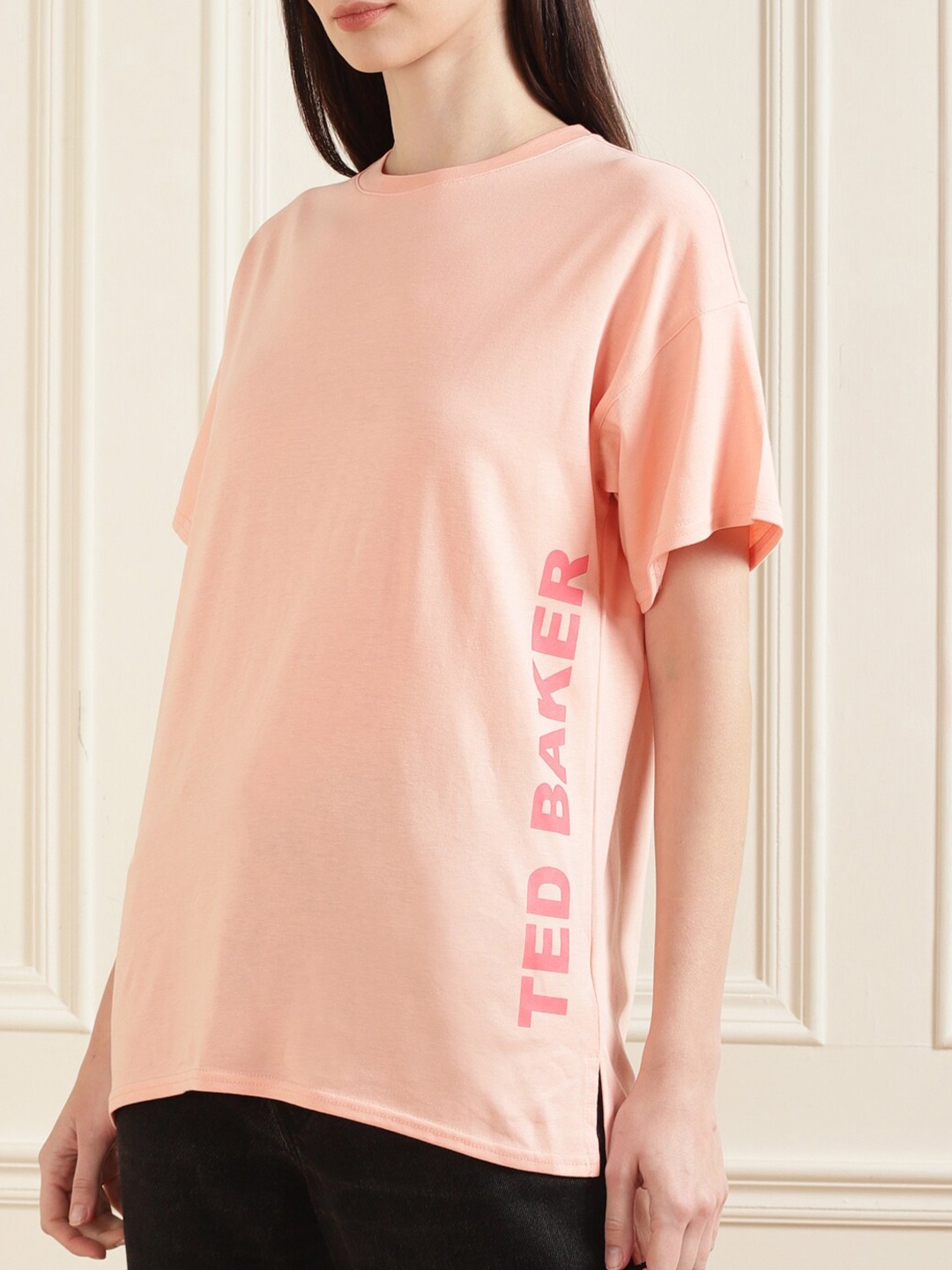 

Ted Baker Women Pink Typography Pure Cotton T-shirt