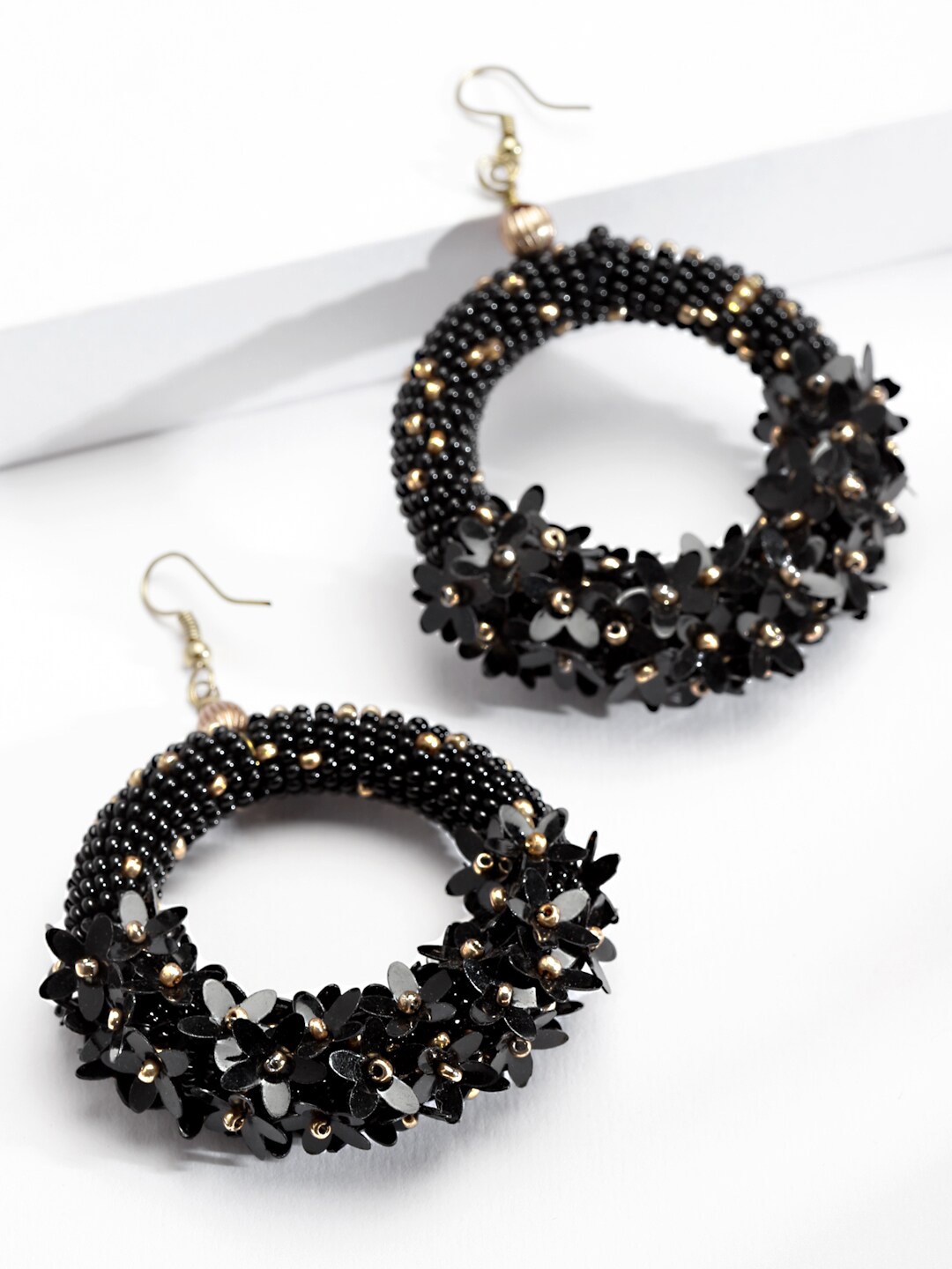 

Anekaant Black Circular Hoop Earrings