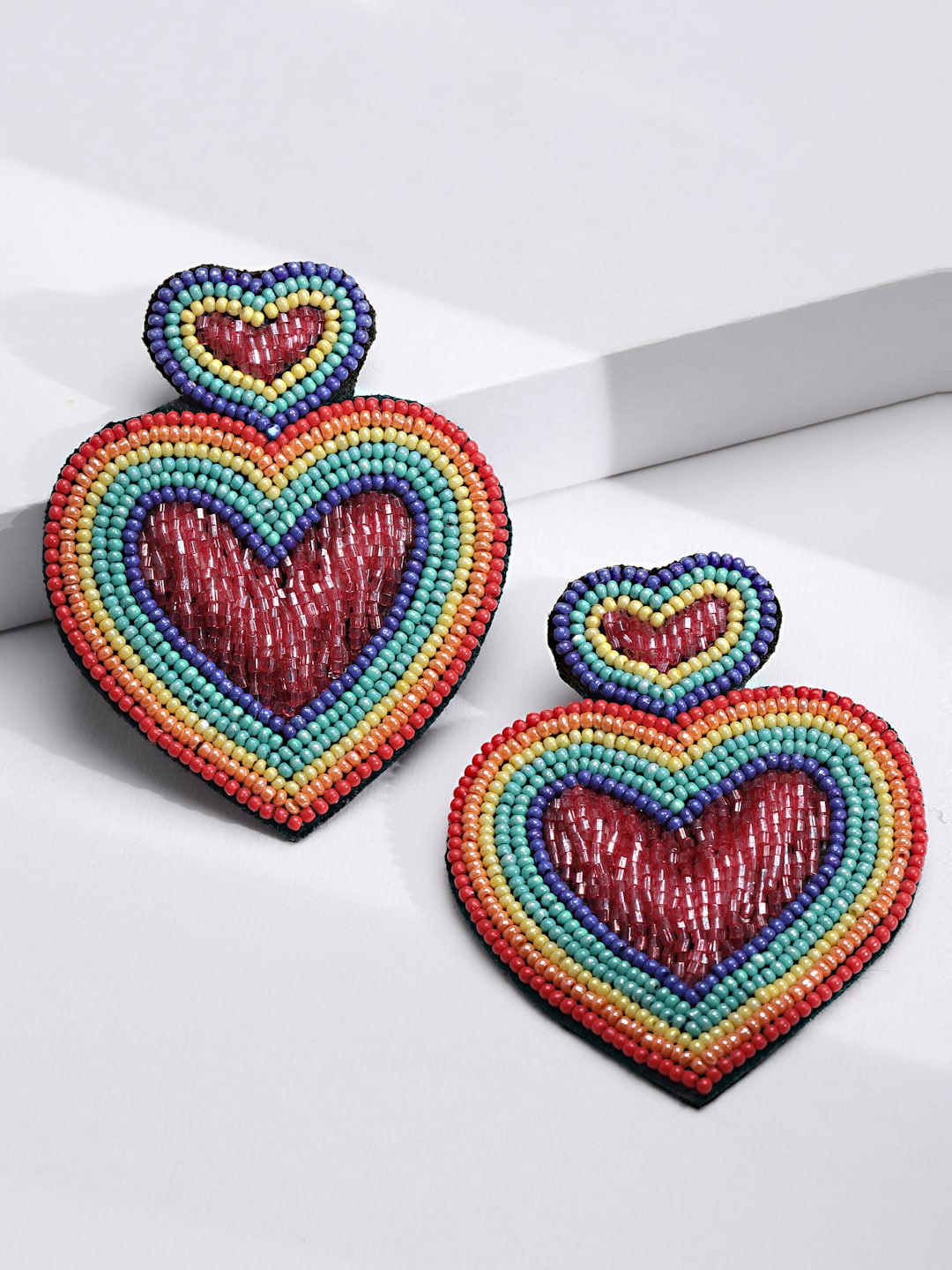 

Anekaant Multicoloured Heart Shaped Drop Earrings, Multi