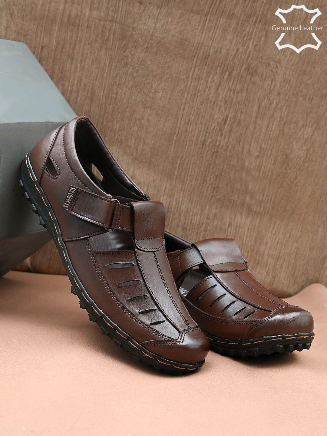 

Sir Corbett Men Brown Leather Fisherman Sandals