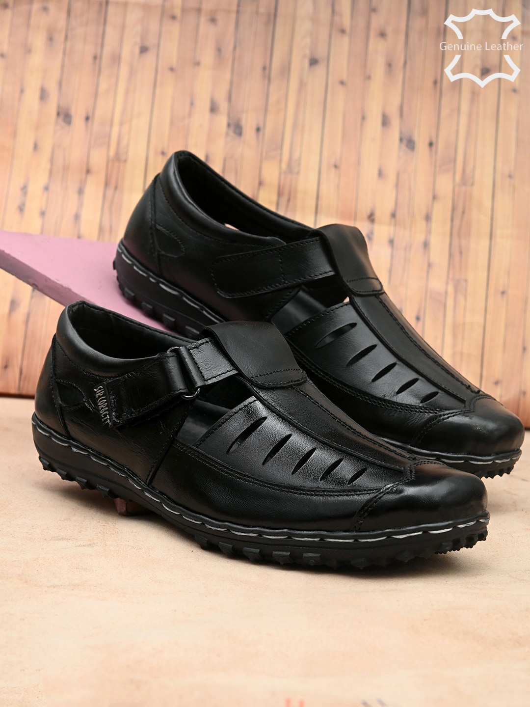 

Sir Corbett Men Black Leather Fisherman Sandals
