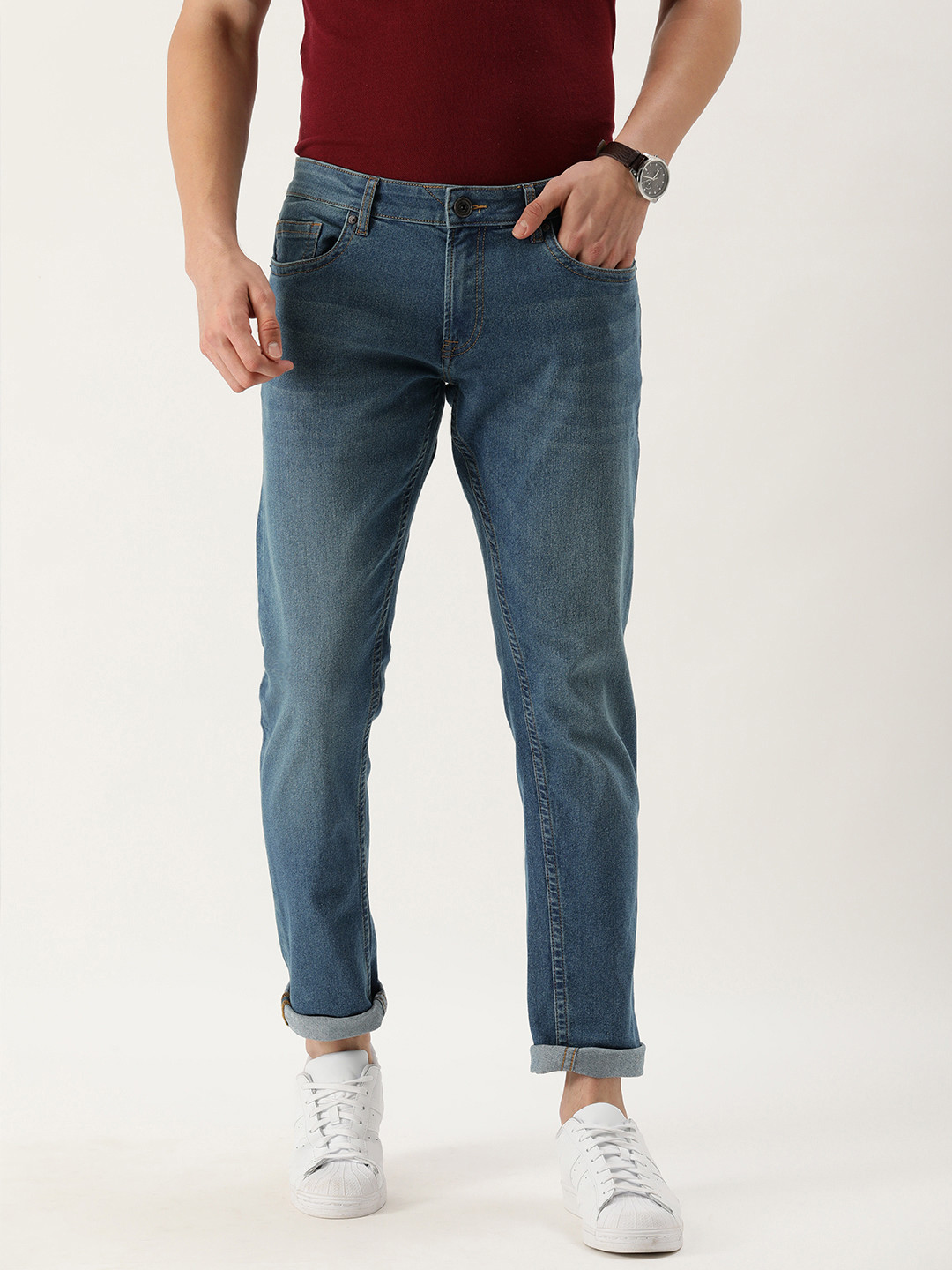 

Peter England Casuals Men Blue Skinny Fit Heavy Fade Stretchable Jeans