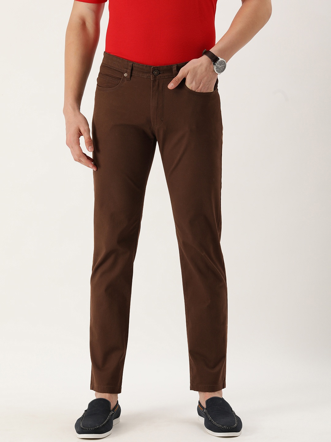 

Peter England Casuals Men Brown Super Slim Fit Chinos