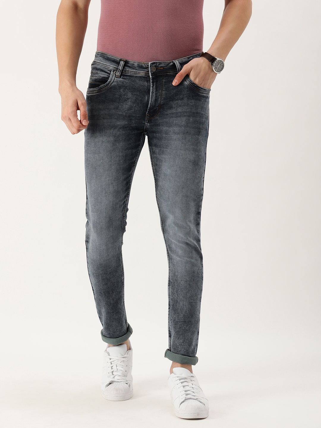 

Peter England Casuals Men Blue Slim Tapered Fit Heavy Fade Stretchable Jeans