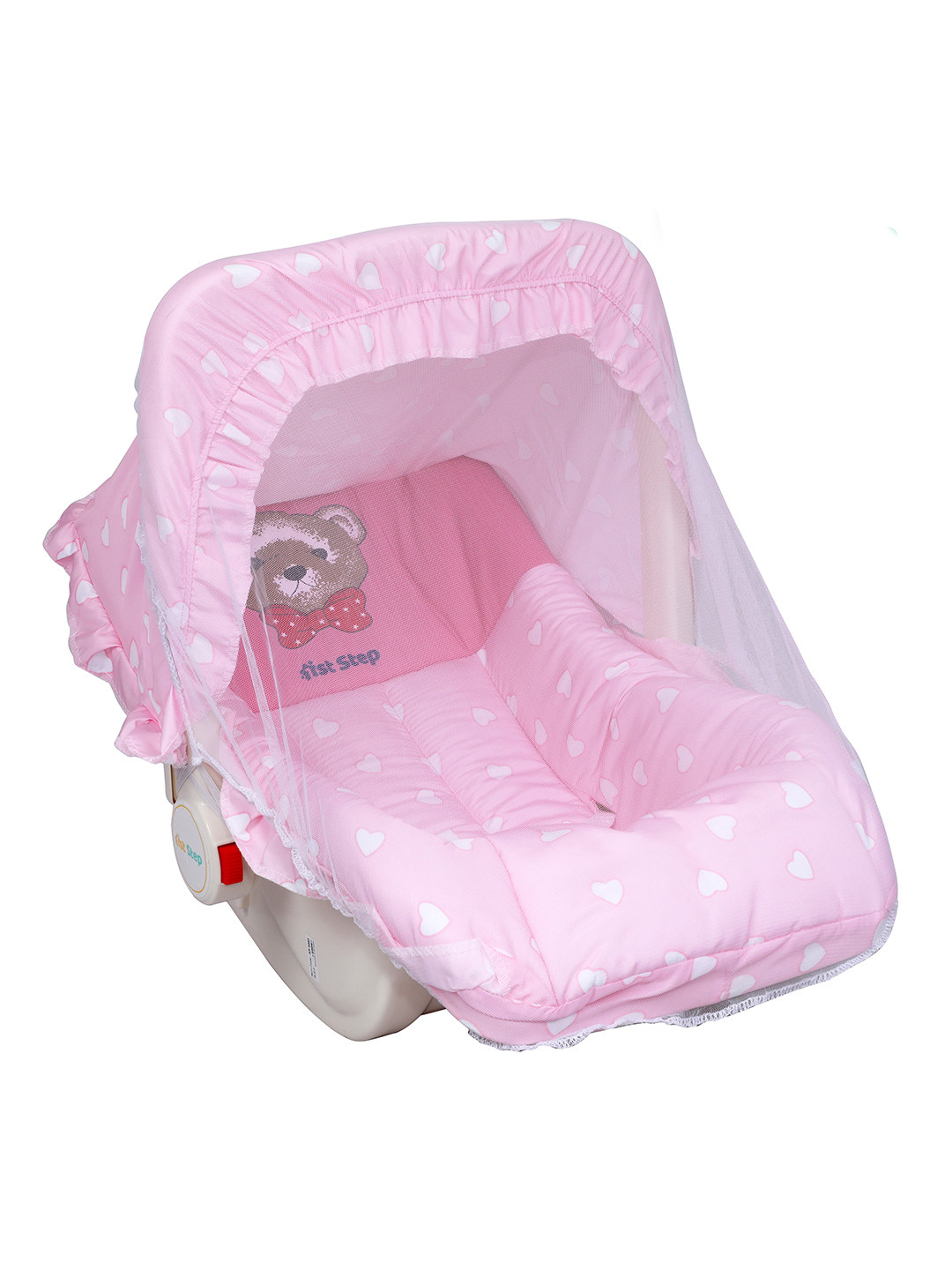 

1st Step Kids Pink Printed 5 in 1 Carrycot with Anti-Mosquito Mesh