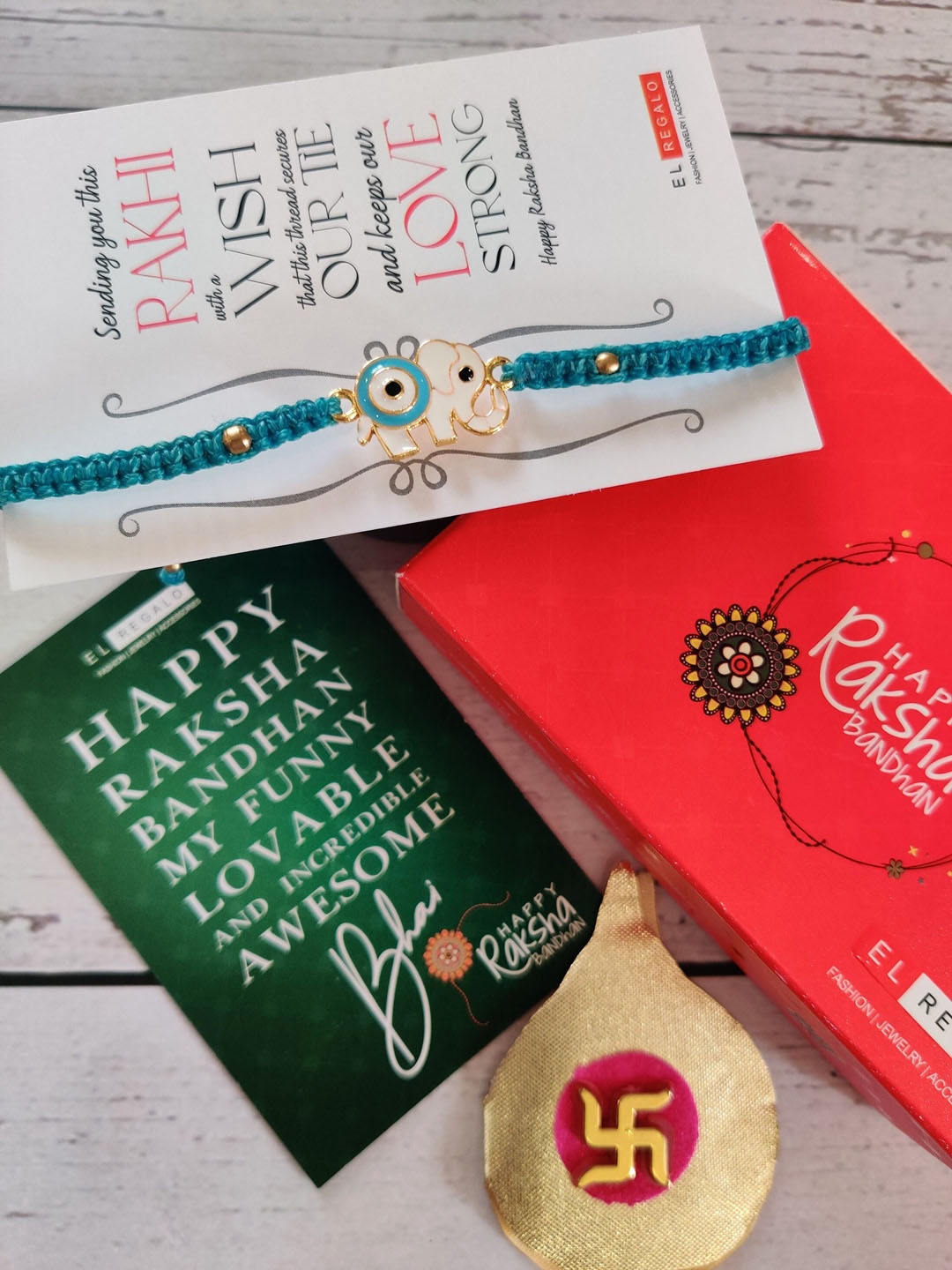 

EL REGALO Boys Blue Rakhi With Rolichawal & Card