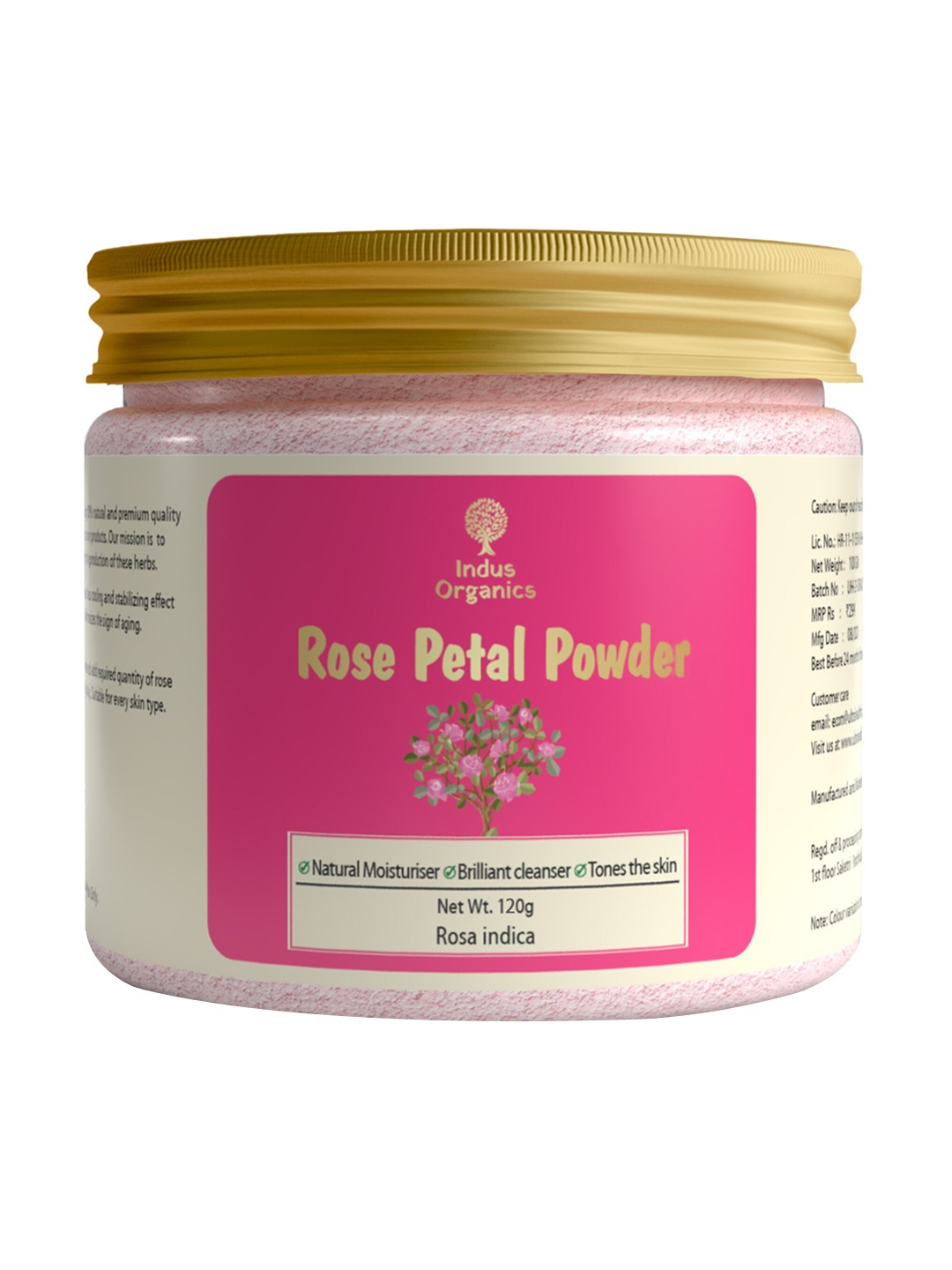 

Indus Organics Rose Petal Powder for Skin Glow & Tan Removal - 120g, Pink