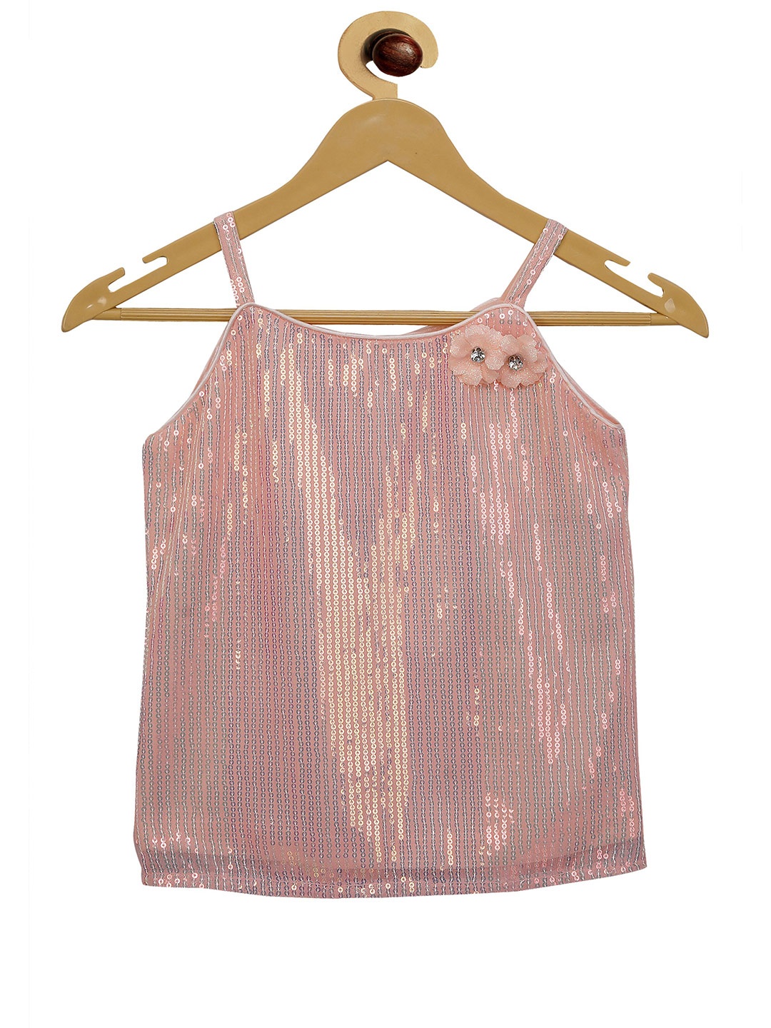 

Tiny Girl Peach-Coloured Embellished Striped Top