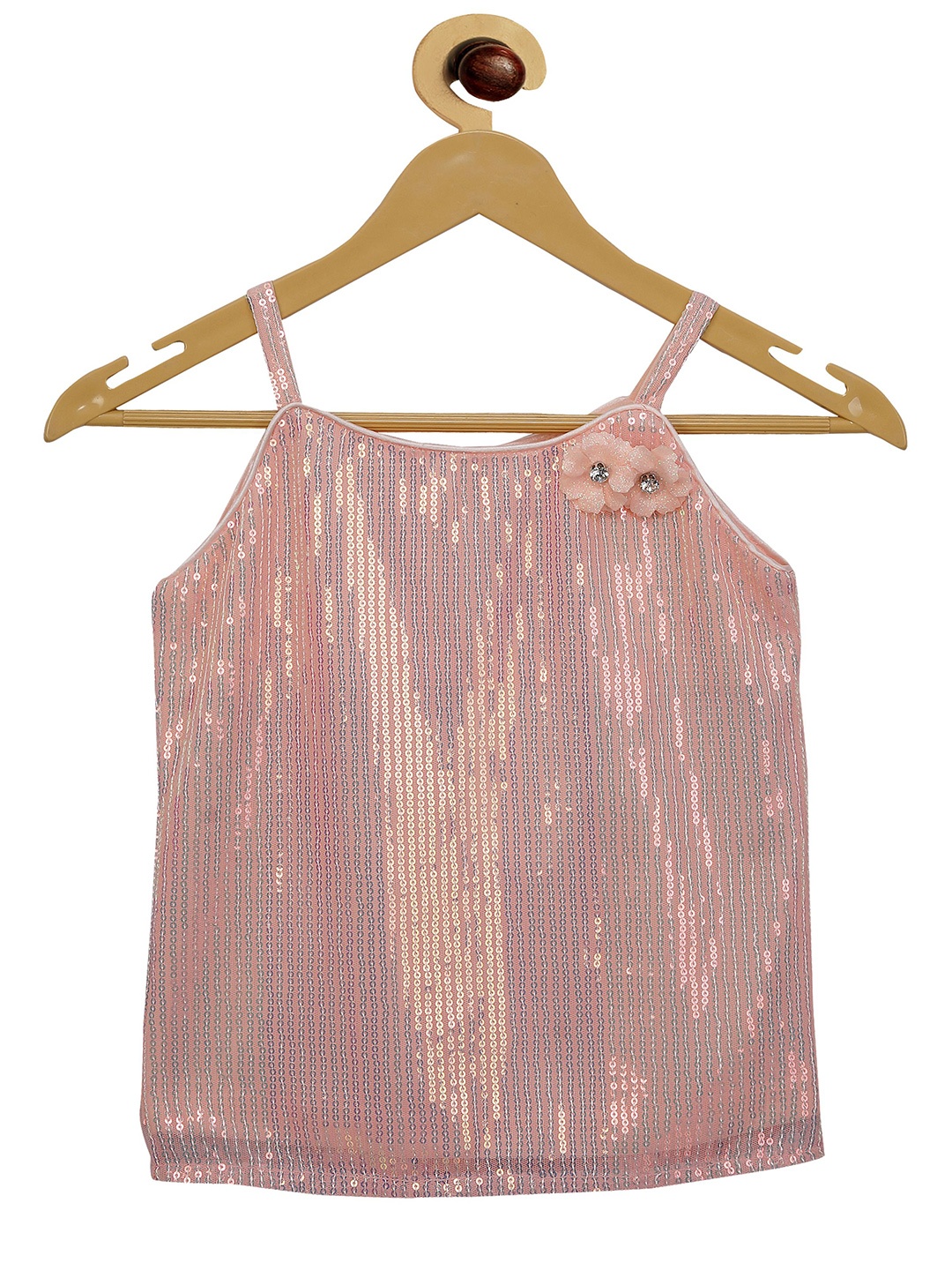 

Tiny Girl Peach-Coloured Embellished Striped Top