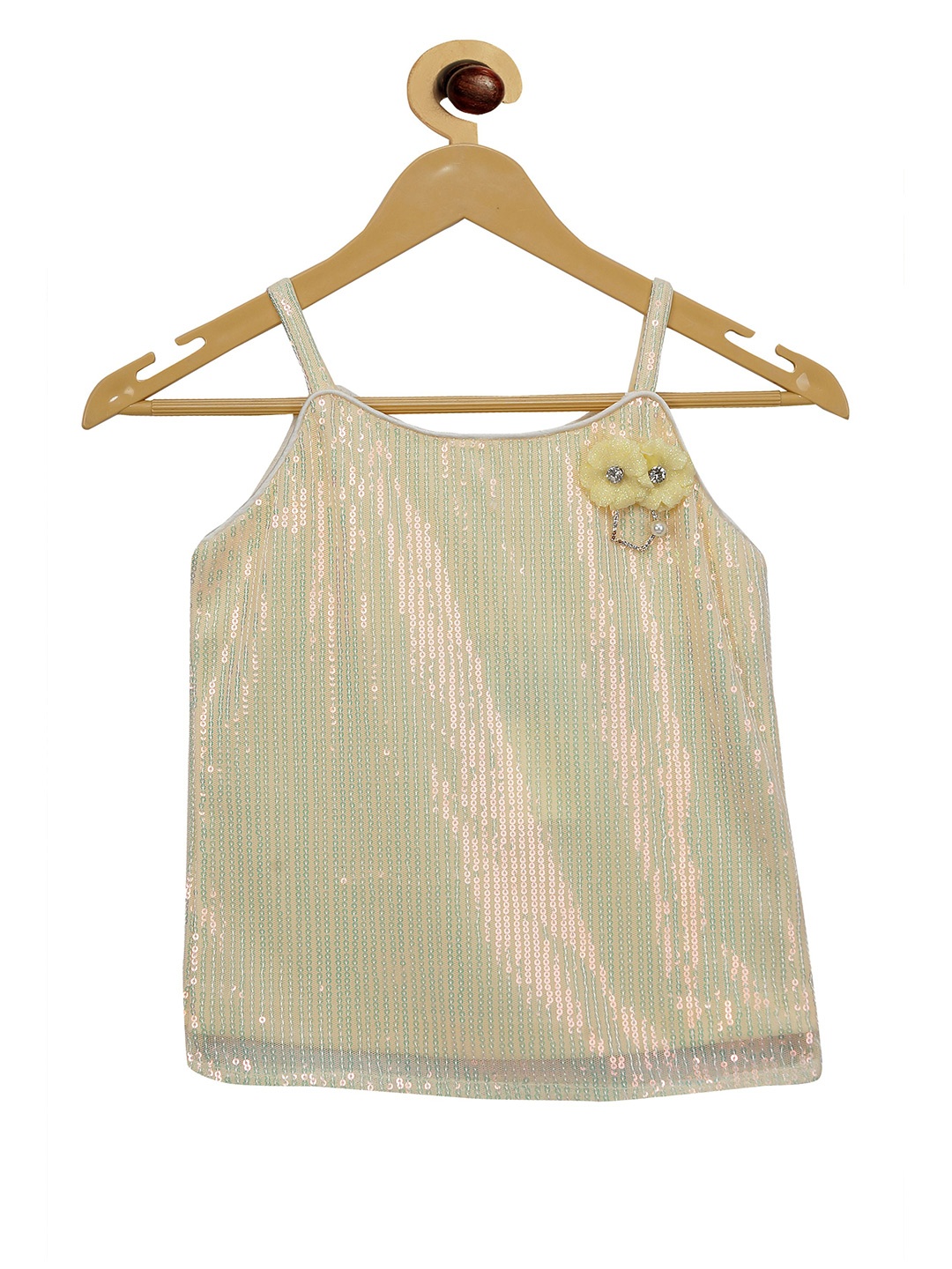 

Tiny Girl Yellow Embellished Striped Top