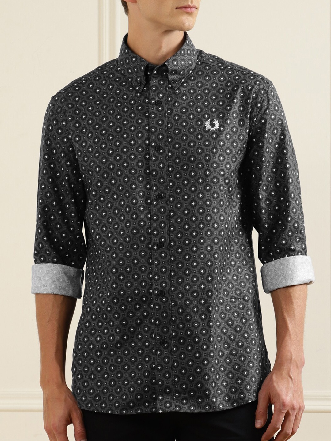 

Fred Perry Men Black Printed Casual Shirt