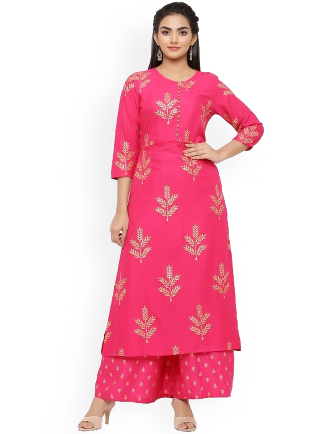 

mirari Women Pink Floral Printed Kurti with Palazzos