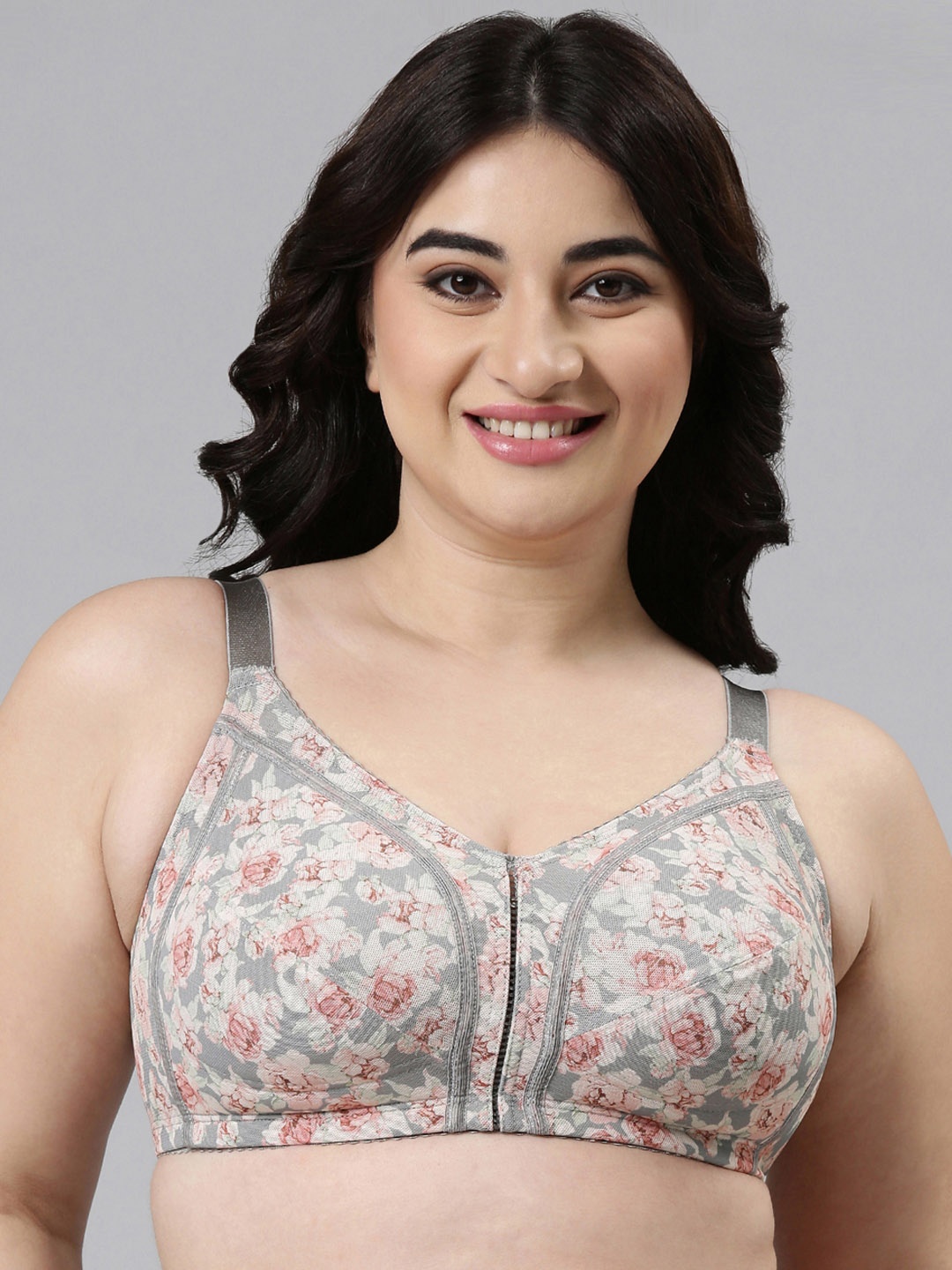 

Enamor Body Transform Smooth Contour Non Padded and Wirefree Lift T-shirt Bra F097, Grey