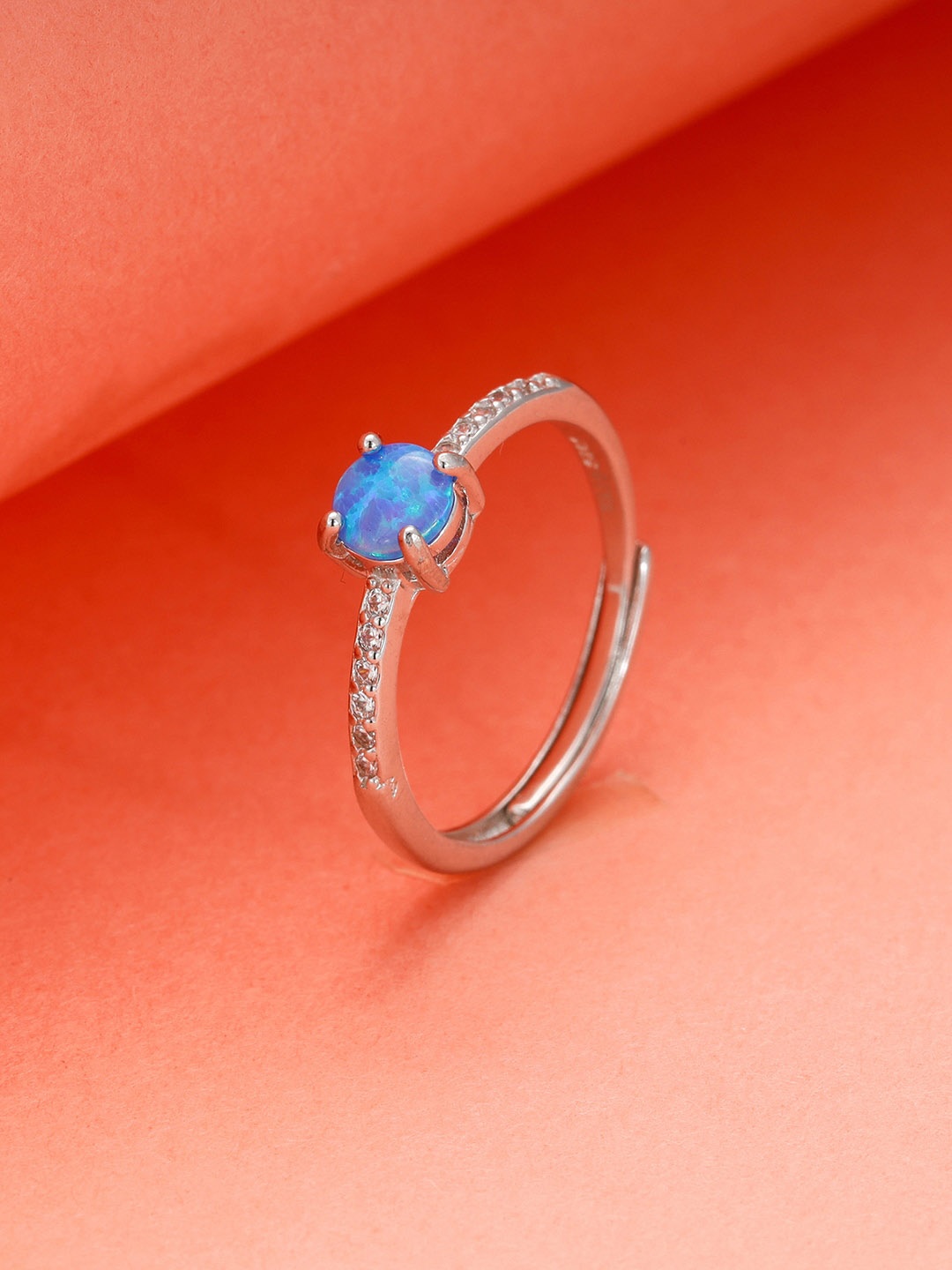 

GIVA 925 Sterling Silver Rhodium Plated Silver Azure Blue Ring