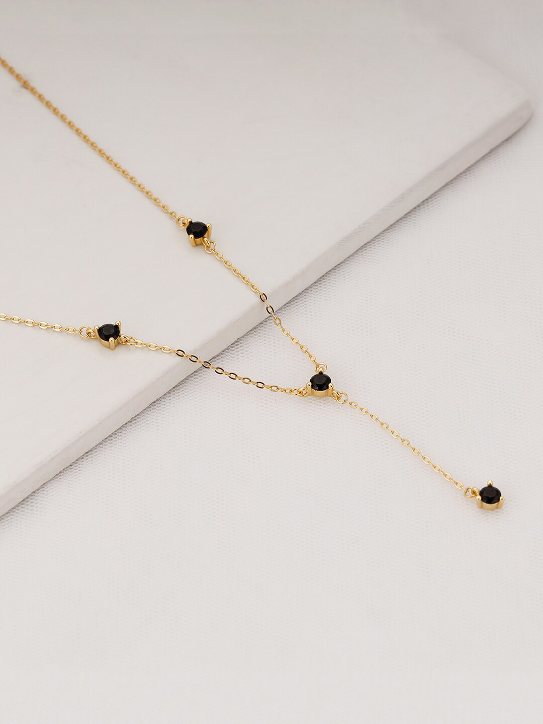 

GIVA 925 Sterling Silver 18k Gold Plated Black Y- Necklace