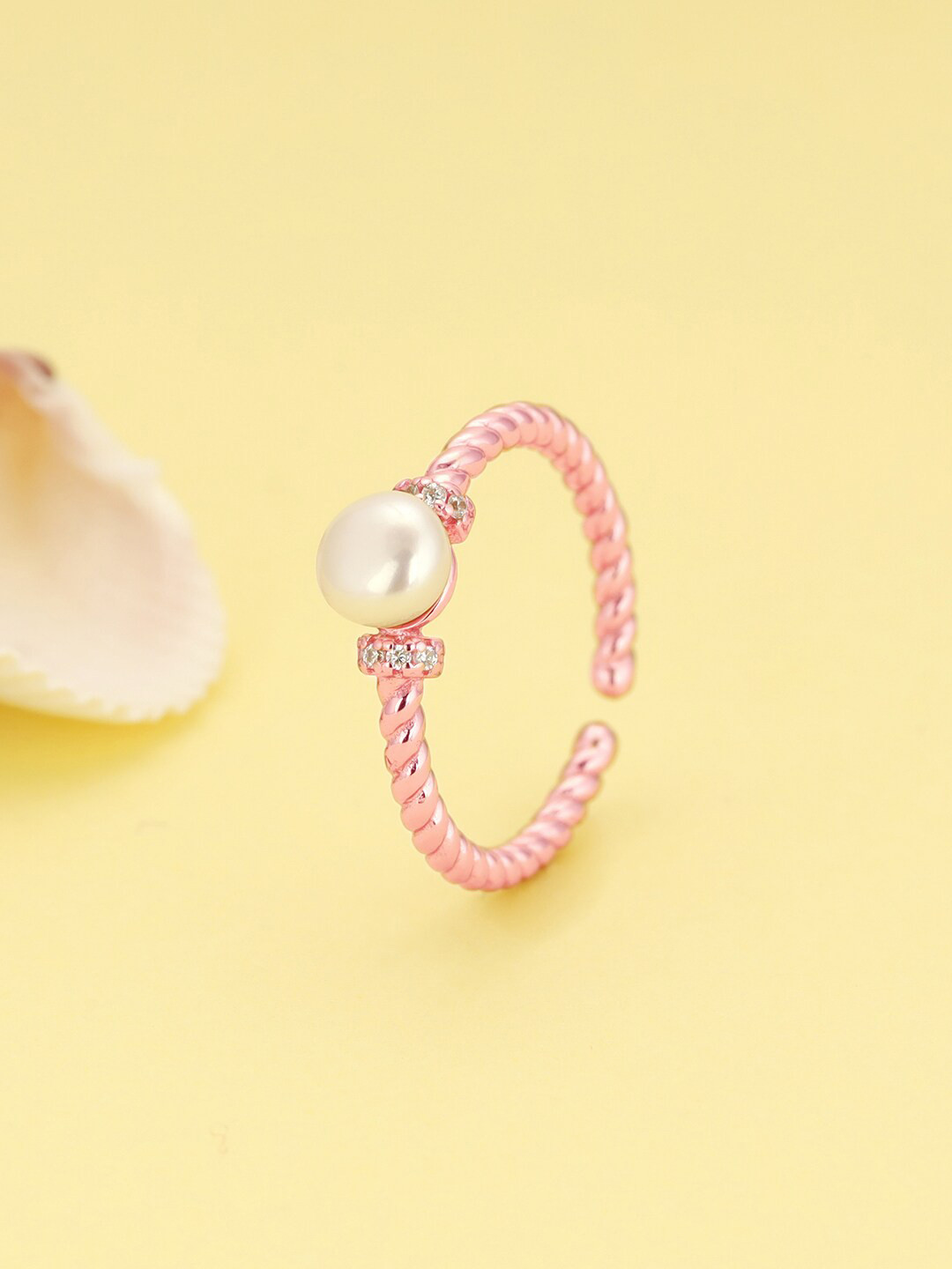 

GIVA 925 Sterling Silver Rose Gold Plated Pearl Of Paradise Ring