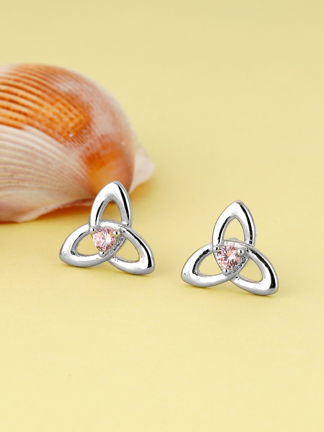 

GIVA 925 Sterling Silver Rhodium Plated Three Petal Stone Earrings