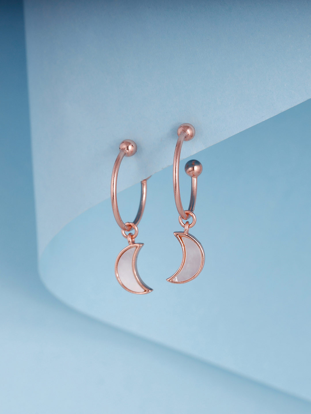 

GIVA 925 Sterling Silver Rose Gold Plated Crescent Dangler Earrings