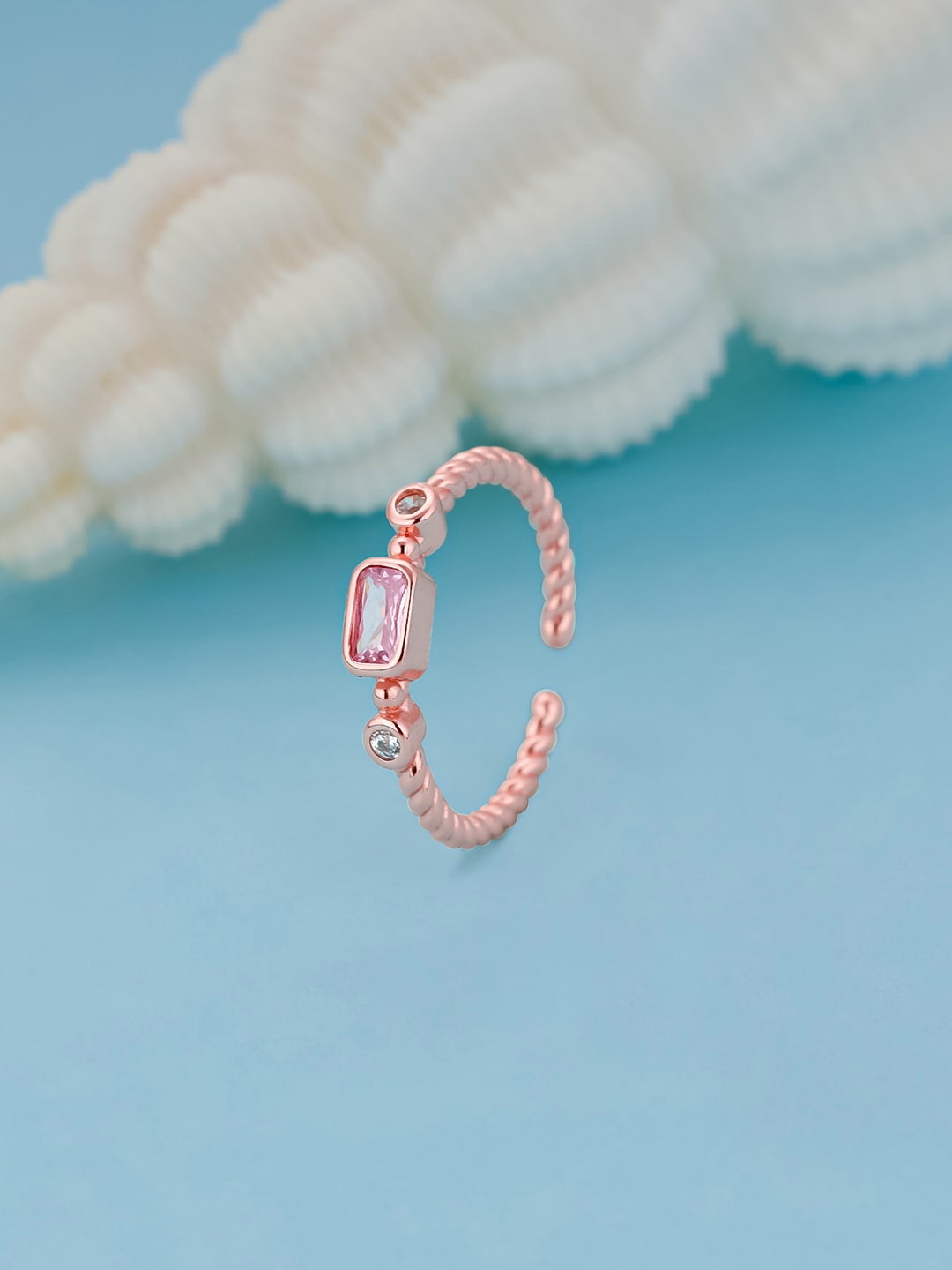 

GIVA 925 Sterling Silver Rose Gold Plated Mauvelous Pink Adjustable Ring