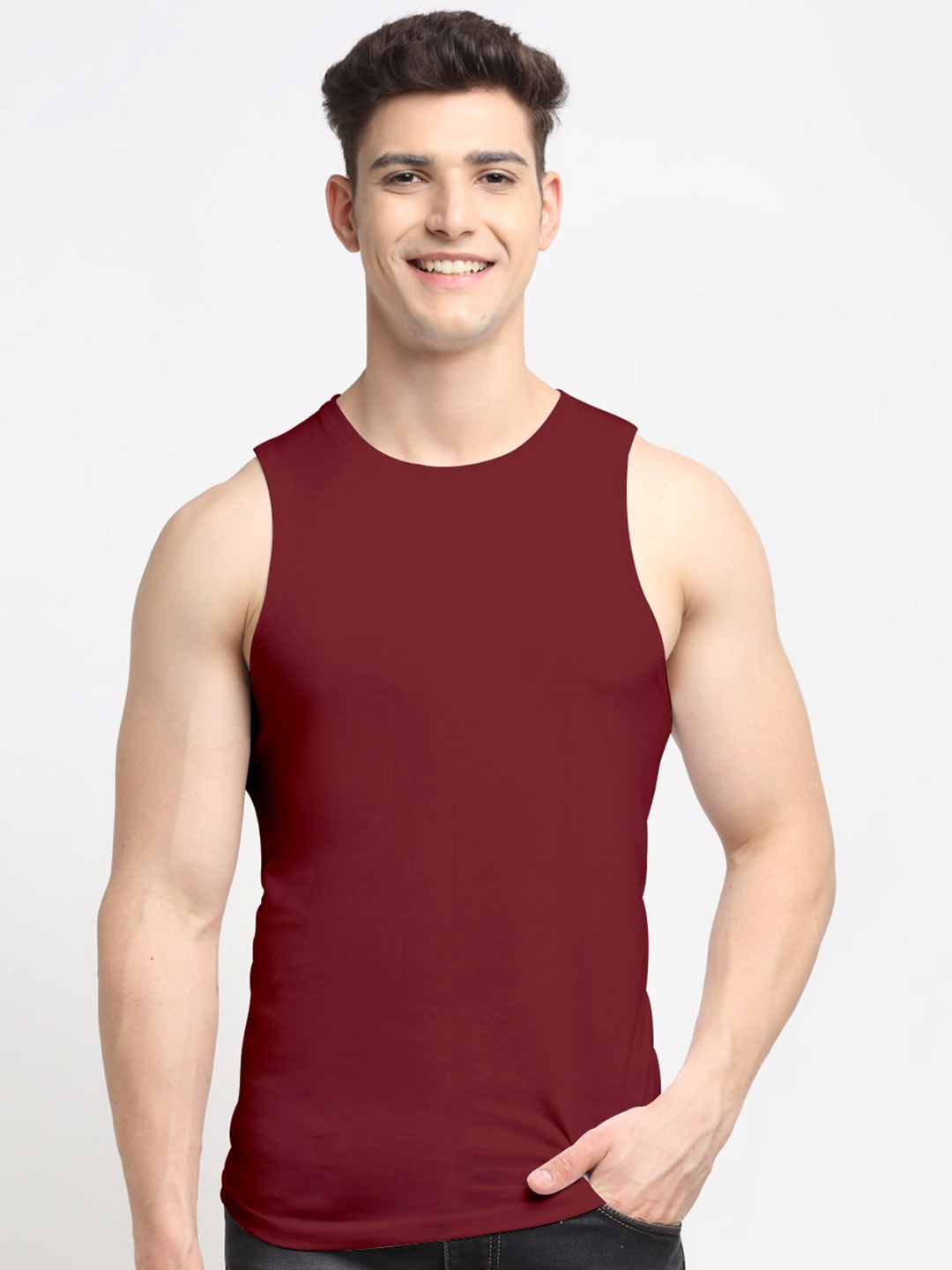 

Friskers Men Pack Of 2 Solid Pure Cotton Innerwear Vest, Black