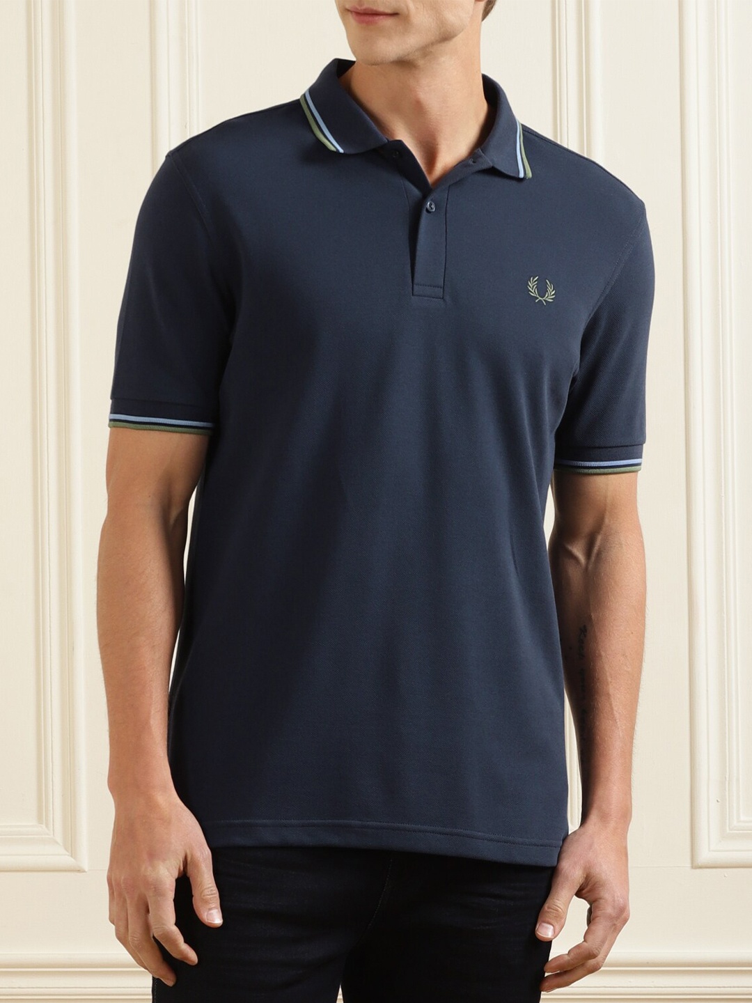 

Fred Perry Men Blue Polo Collar T-shirt