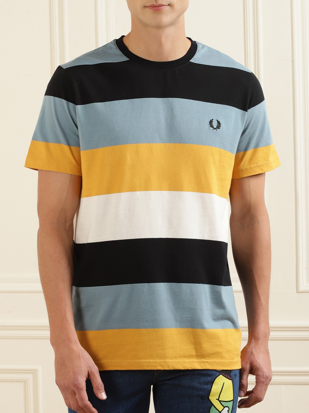 

Fred Perry Men Blue Striped Applique T-shirt