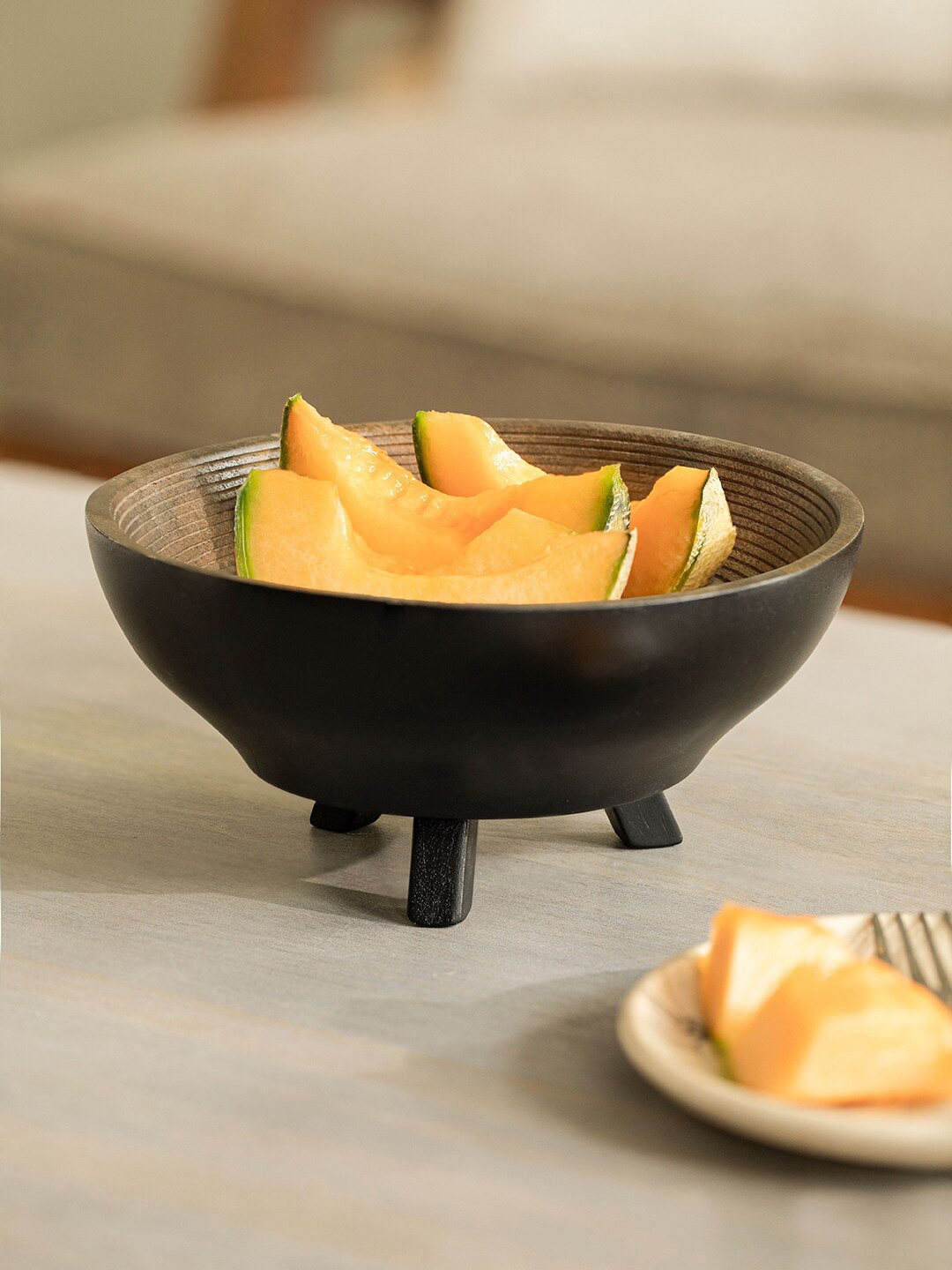 

ellementry Brown Solid Wooden Shallow Round Serving Bowl