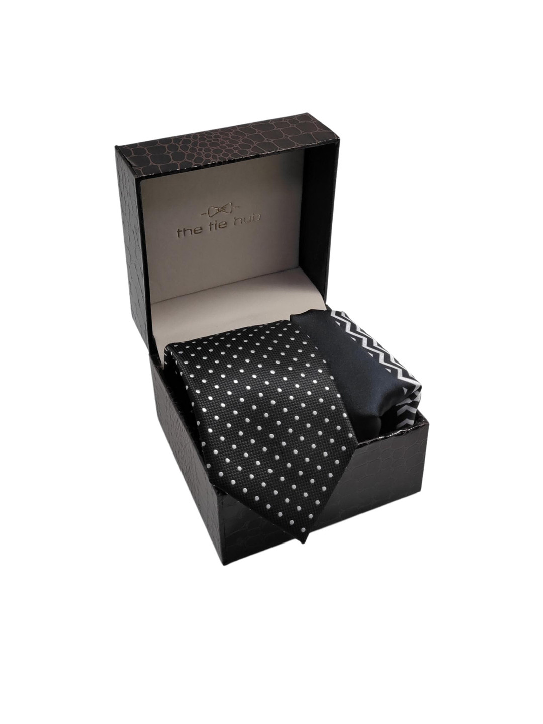 

The Tie Hub Men Black Polka Printed Accessory Gift Set