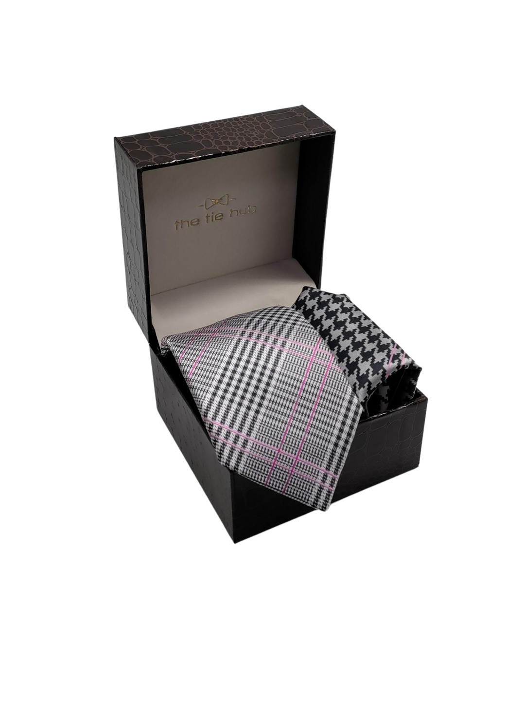 

The Tie Hub Men Black Printed Accessory Gift Set
