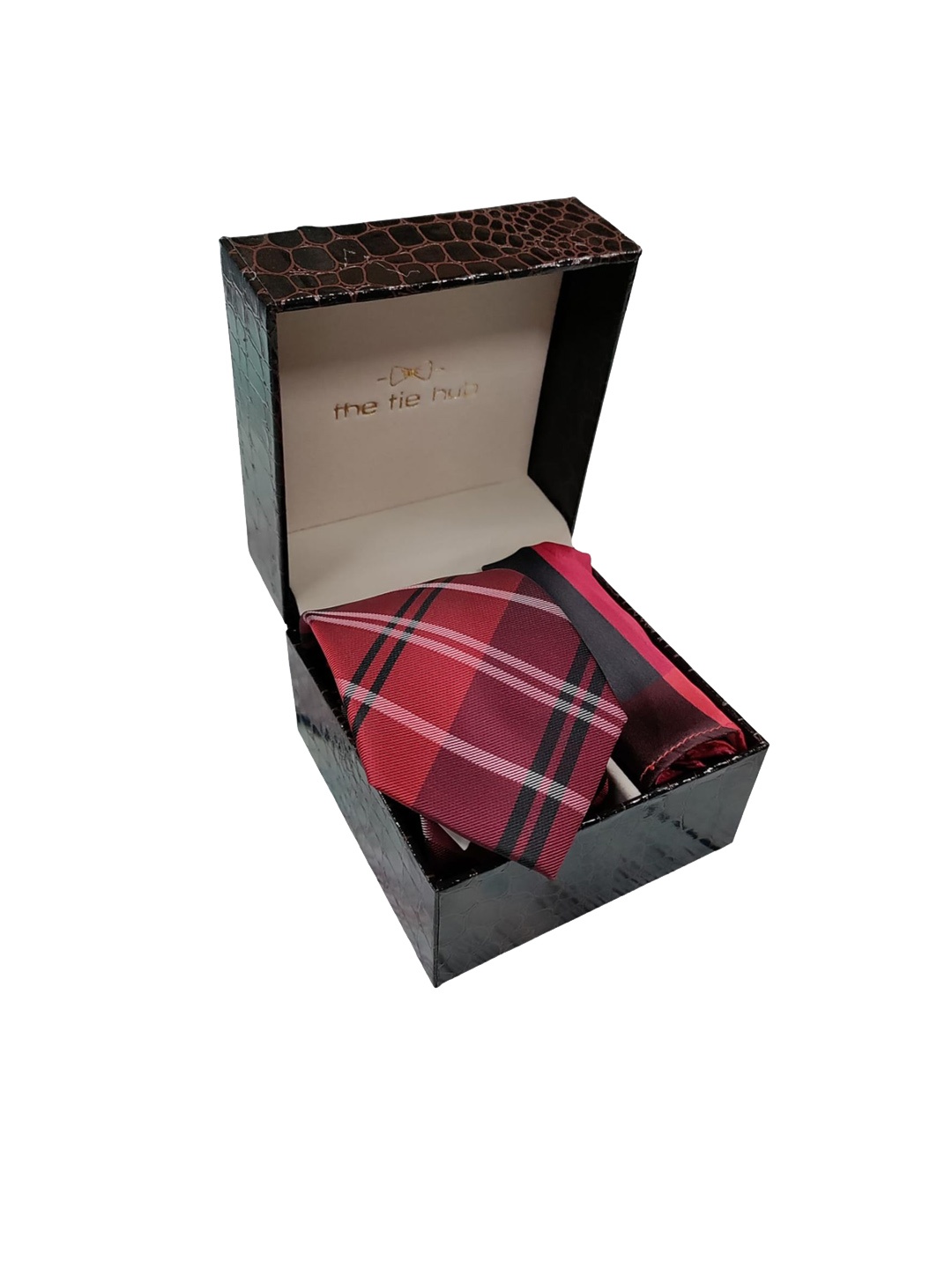 

The Tie Hub Men Red Checked Accessory Gift Set