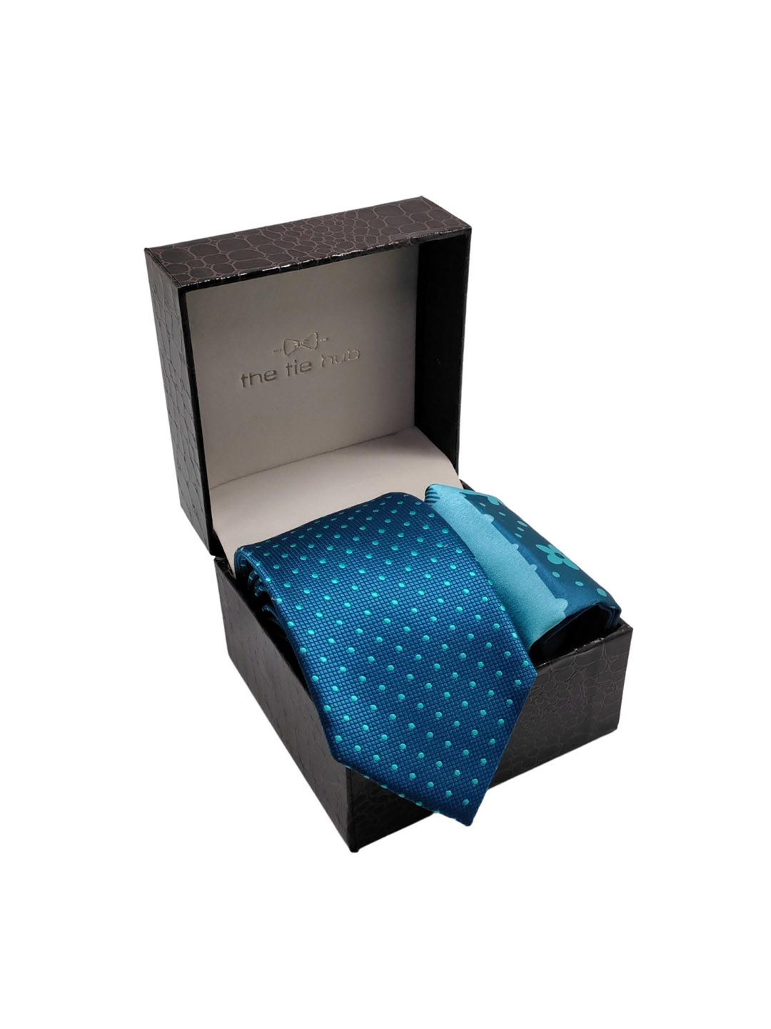 

The Tie Hub Men Teal-Blue Printed Accessory Gift Set