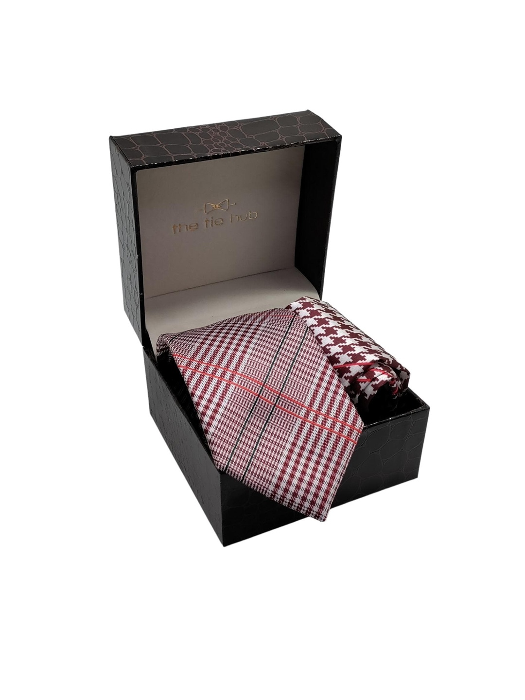 

The Tie Hub Men Maroon & White Printed Accessory Gift Set