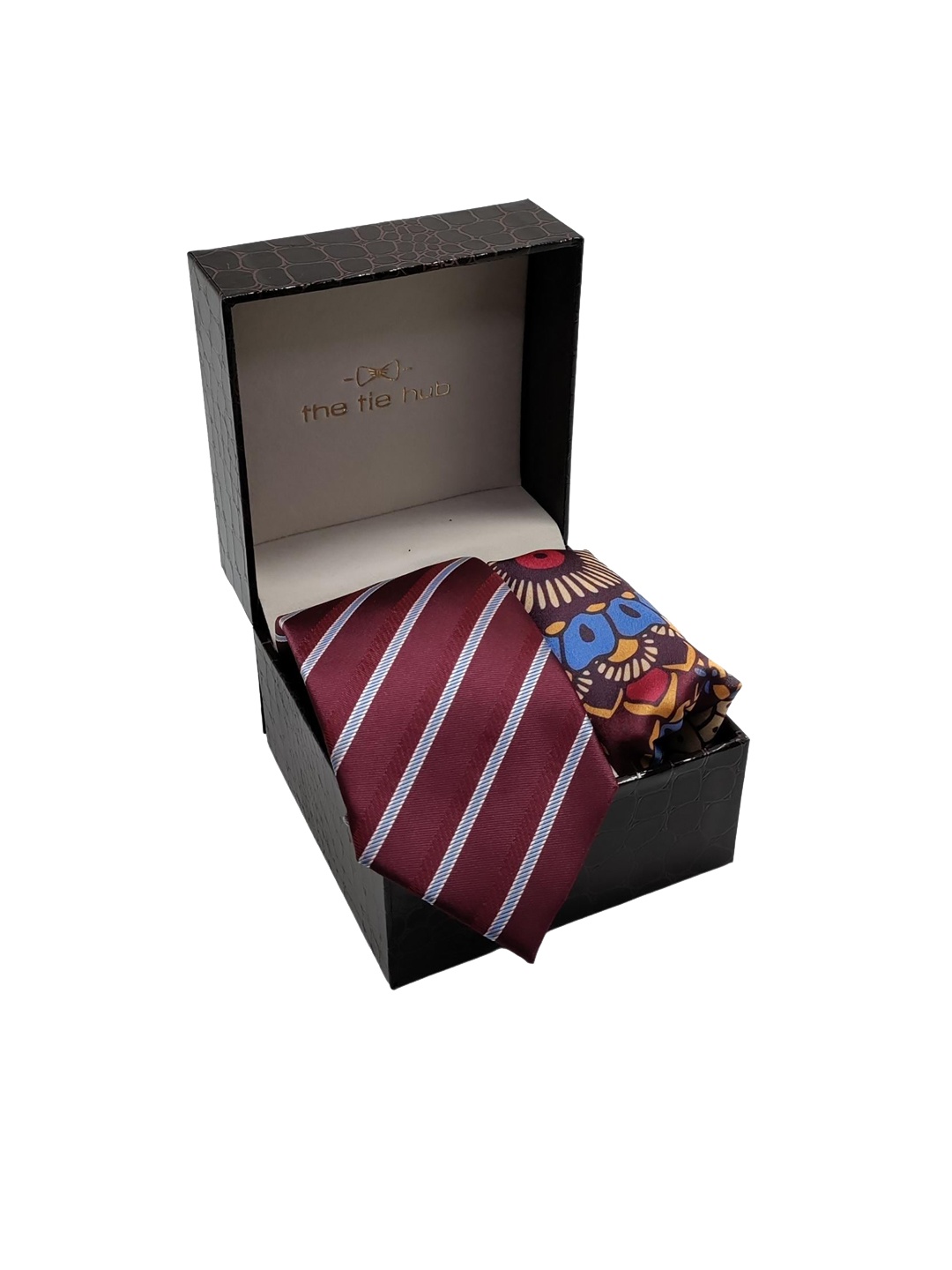 

The Tie Hub Men Printed Microfibre Accessory Gift Set, Maroon