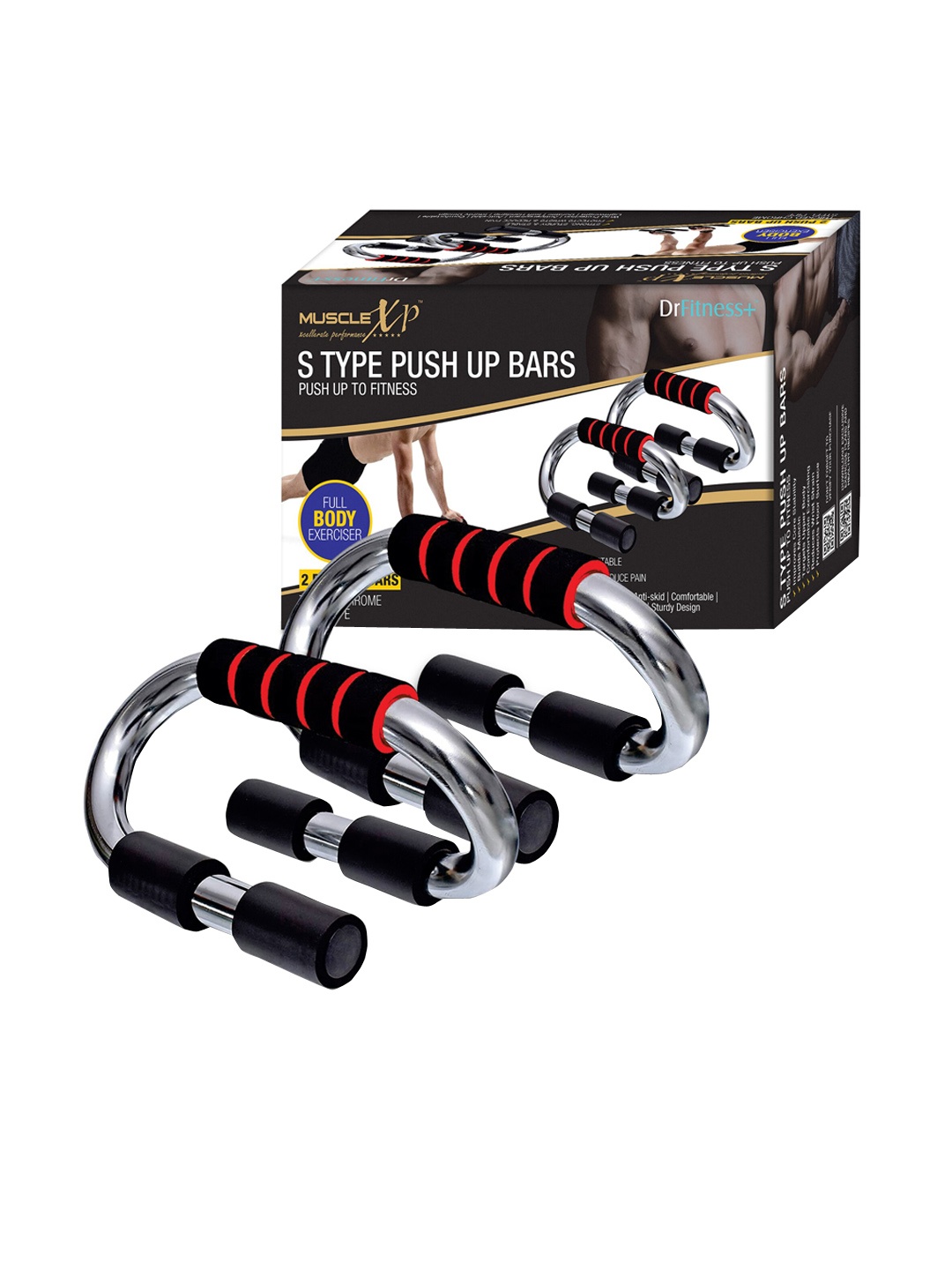 

MUSCLEXP Set Of 2 S Type Push Up Bars, Silver
